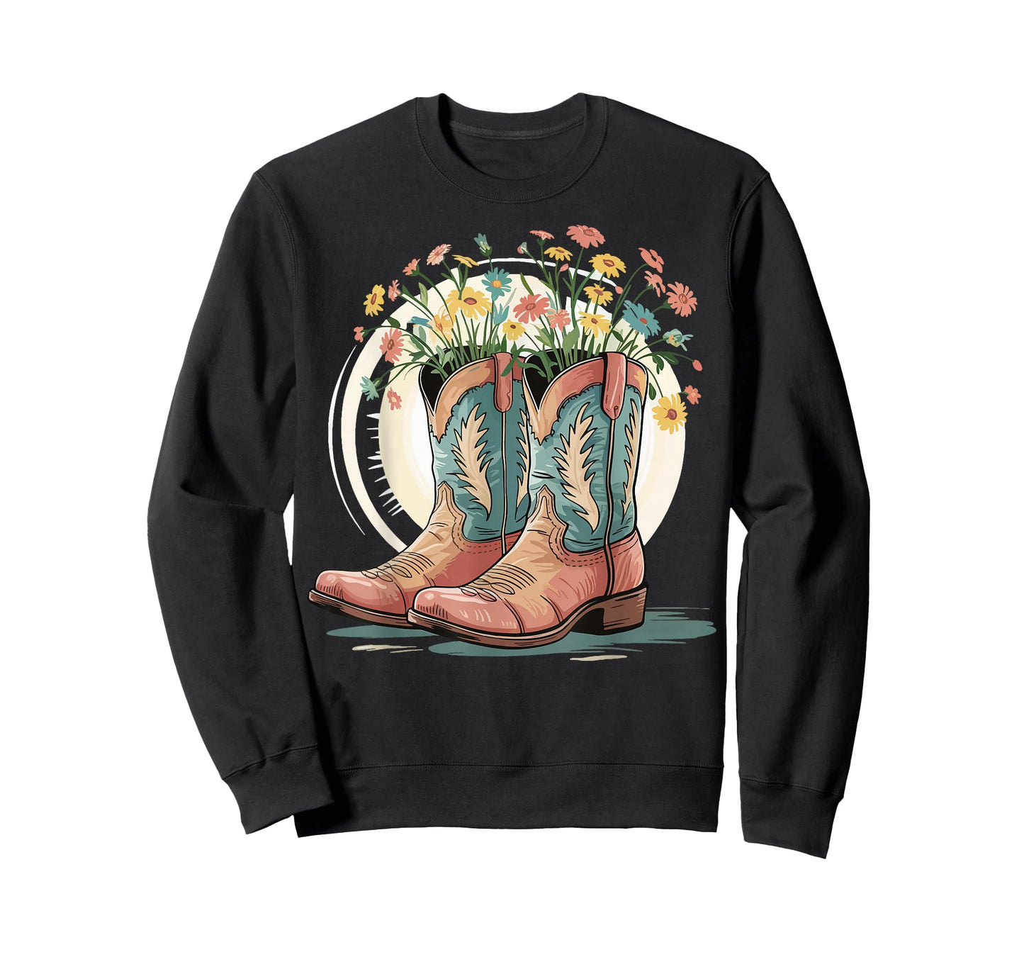 Cowboy Boots Flowers Line Dancing Western T-Shirt