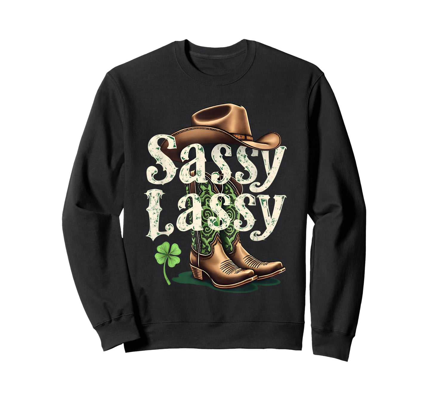 St Patricks Day Irish Cowgirl Sassy Lassy Cowboy Boots T-Shirt