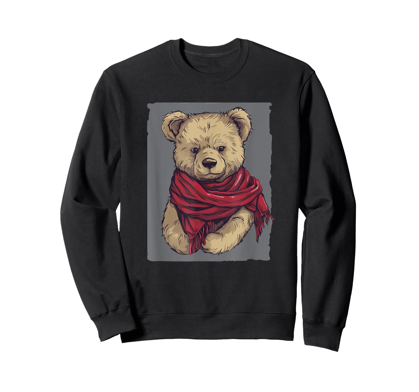 Handsome Teddy Bear Face with Cool Red Shawl Costume T-Shirt
