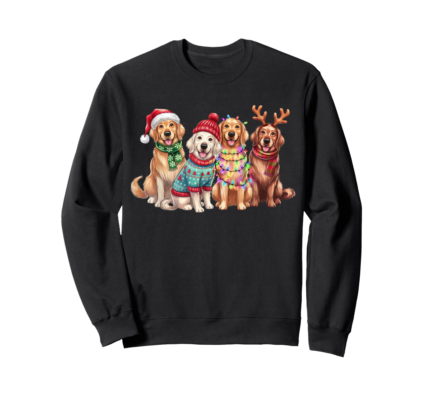 Golden Retriever Reindeer Christmas Lights Dog Lover Xmas T-Shirt