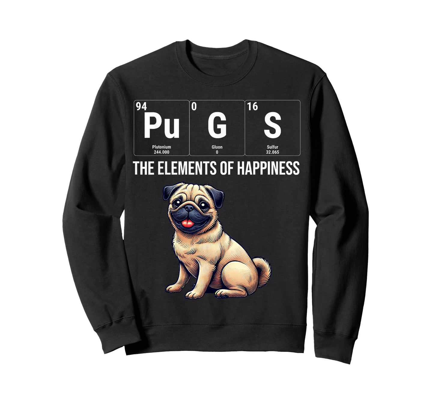 Pugs The Elements Of Happiness Periodic Table Chemistry T-Shirt