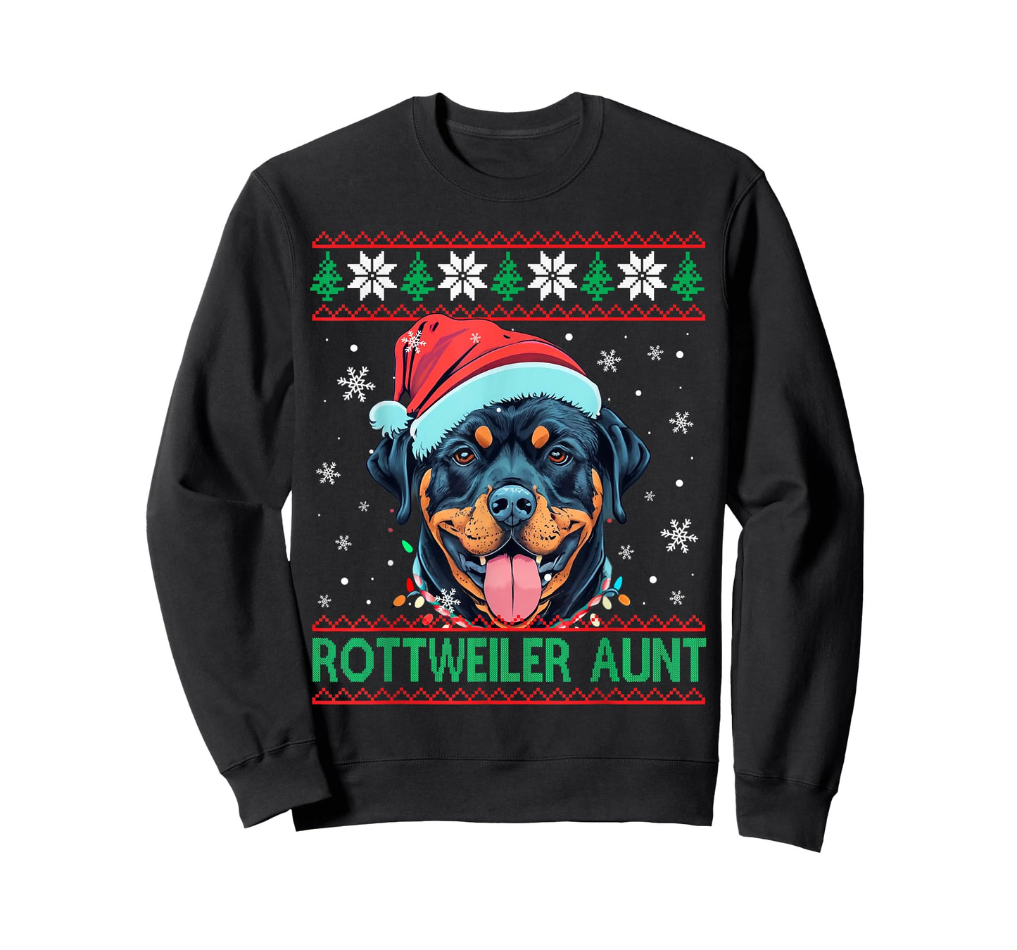 Rottweiler Aunt Santa Hat Rottweiler Dog Ugly Christmas T-Shirt for Men Women Kids