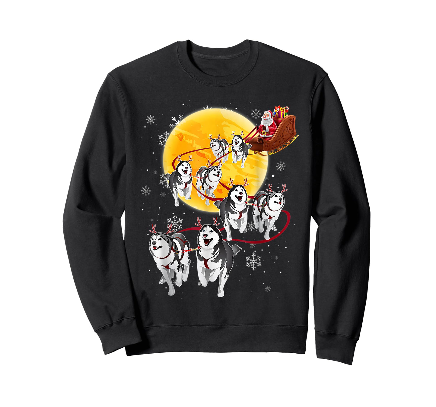 Santa Ride Sleigh Siberian Husky Christmas Dog Lover T-Shirt