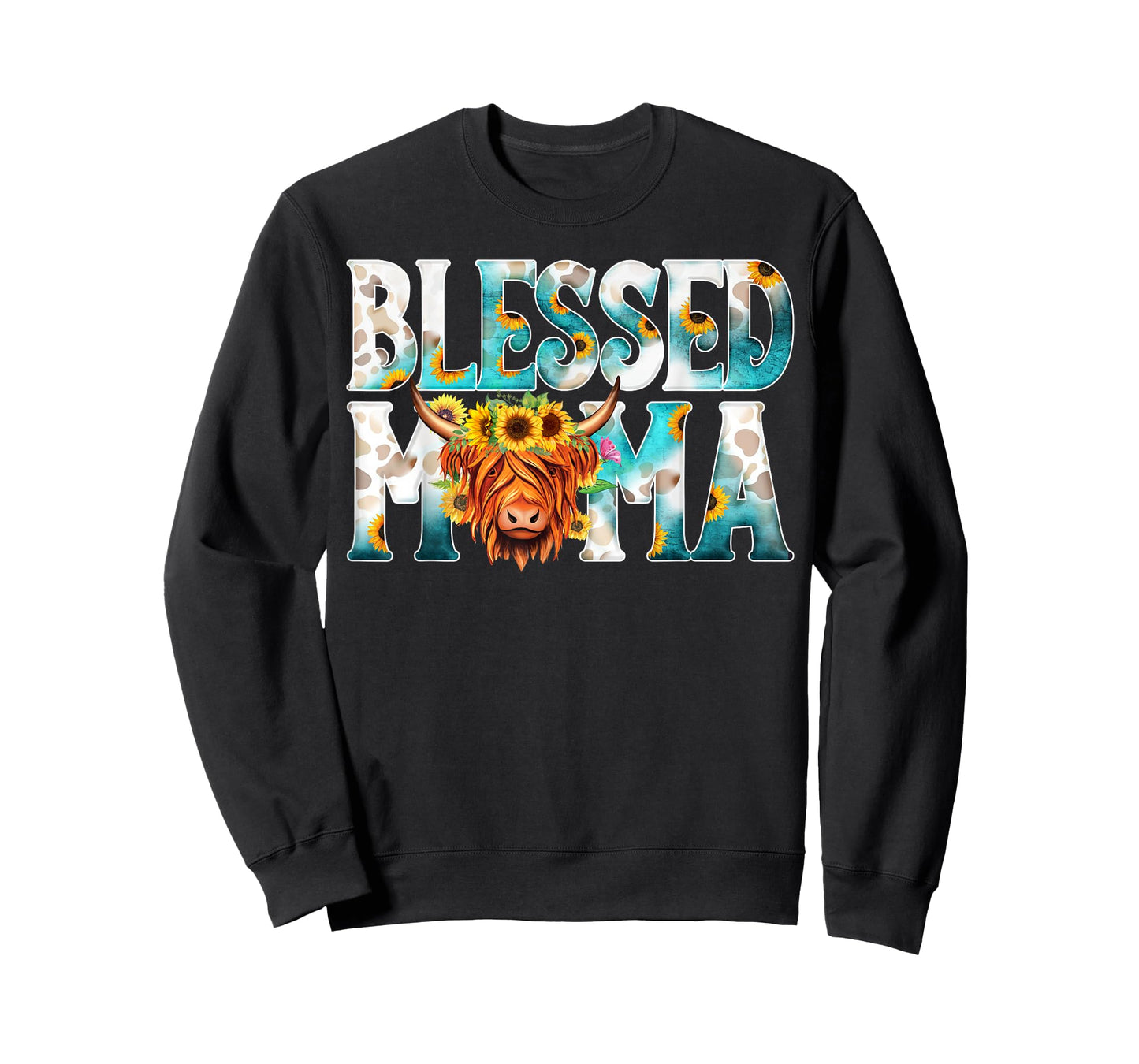 Western Blessed Cow Mama Cow Print Mom Mother's Day T-Shirt