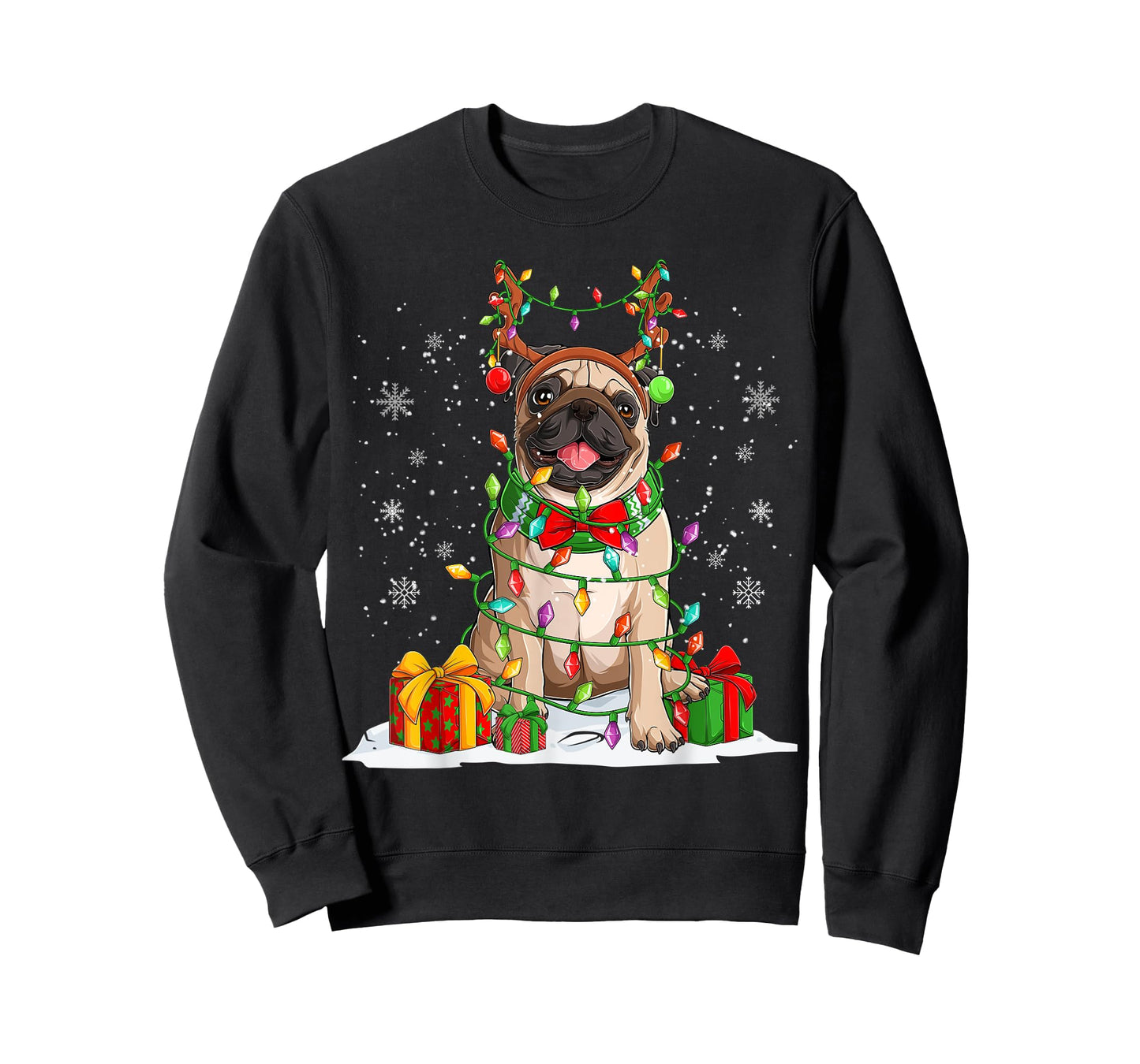 Ugly Pug Christmas Sweater Pajama For Women Men Family T-Shirt