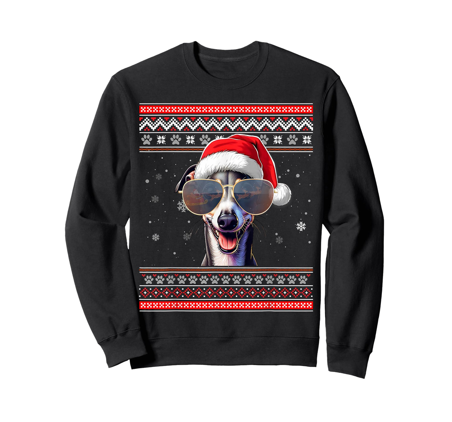 Ugly Sweater X-mas Santa Italian Greyhound Dog Christmas T-Shirt