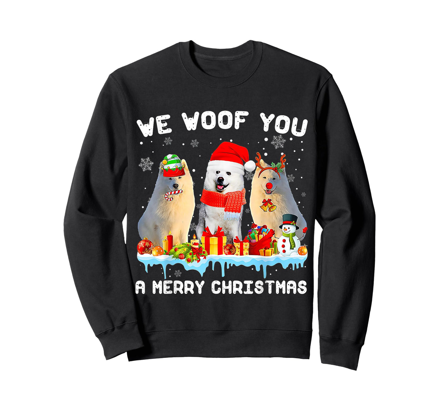 Funny Merry Woofmas American Eskimo Christmas Ornaments T-Shirt