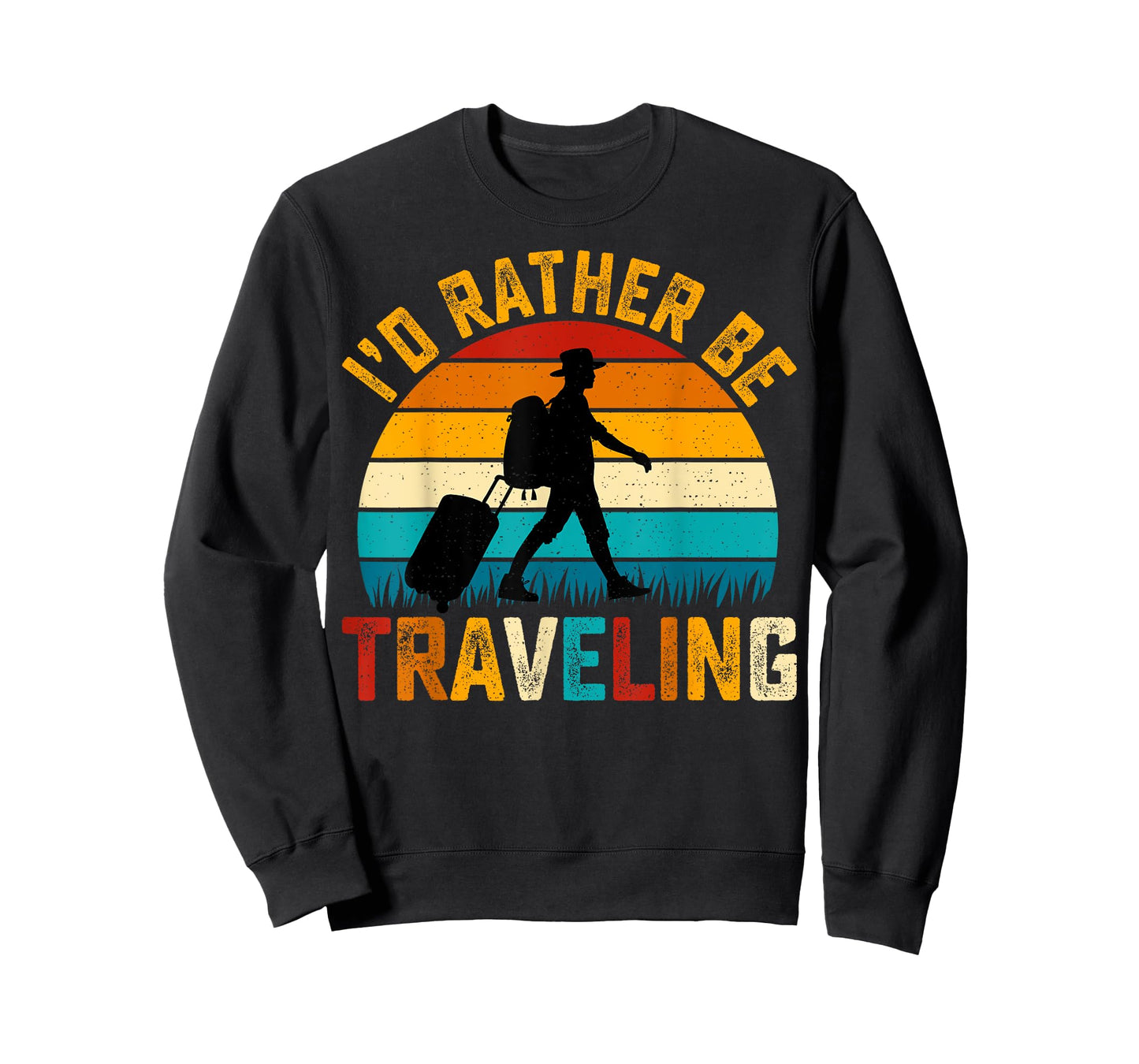 I'd Rather Be Traveling Mens Retro Sunset Vintage Traveler T-Shirt