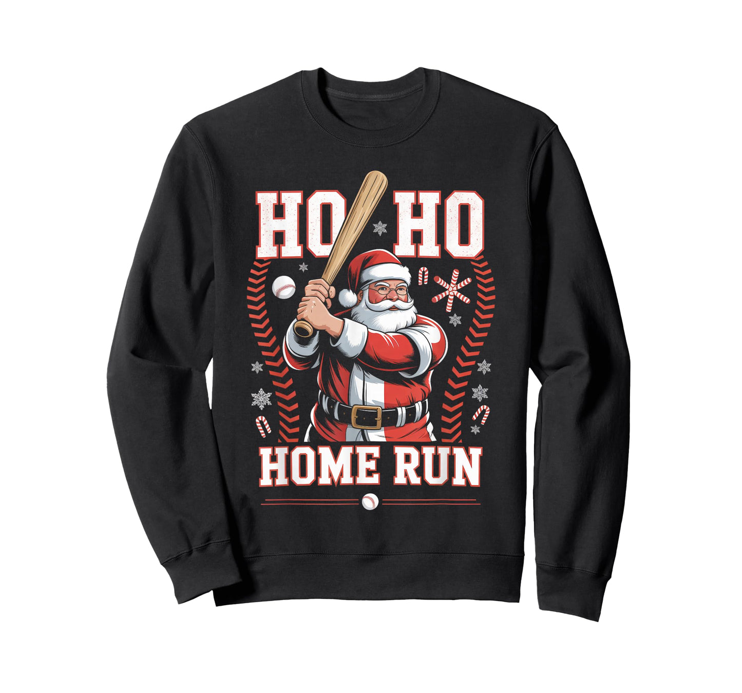 Ho Ho Home Run Baseball Christmas Funny Holiday Sports Santa T-Shirt