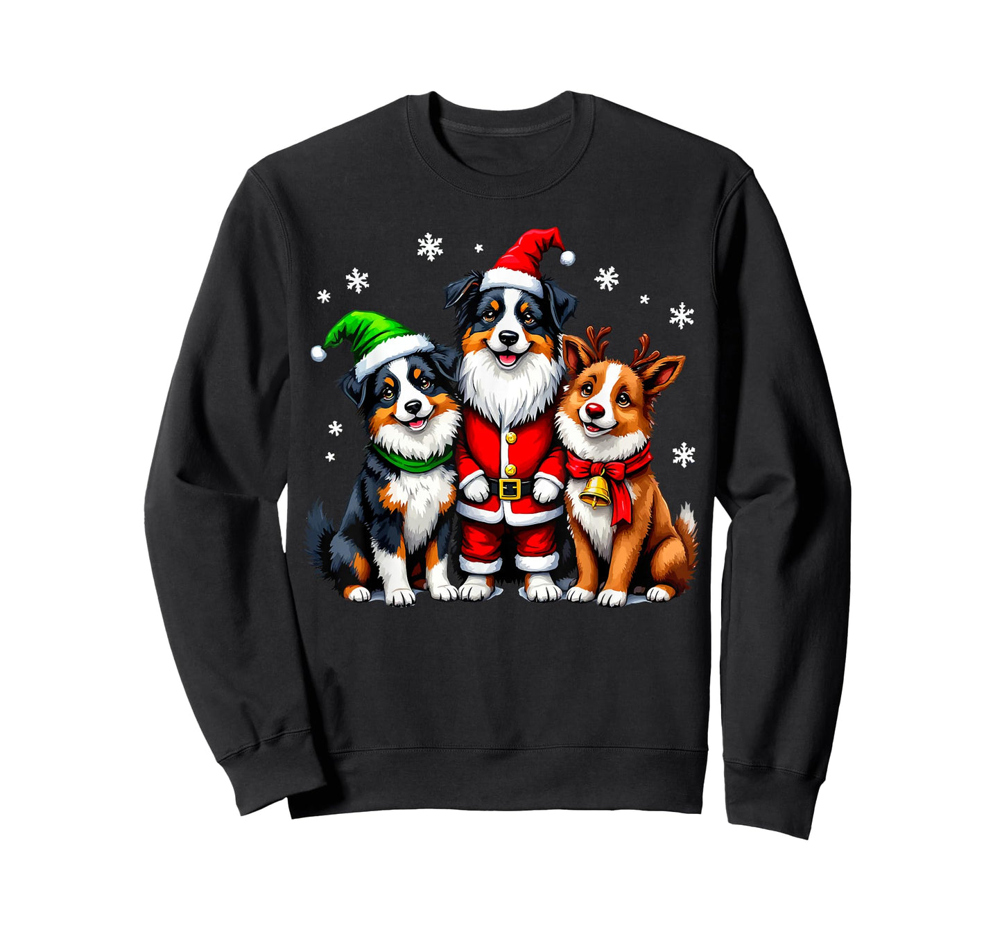 Australian Shepherd Christmas Dogs Funny Santa Reindeer Elf T-Shirt