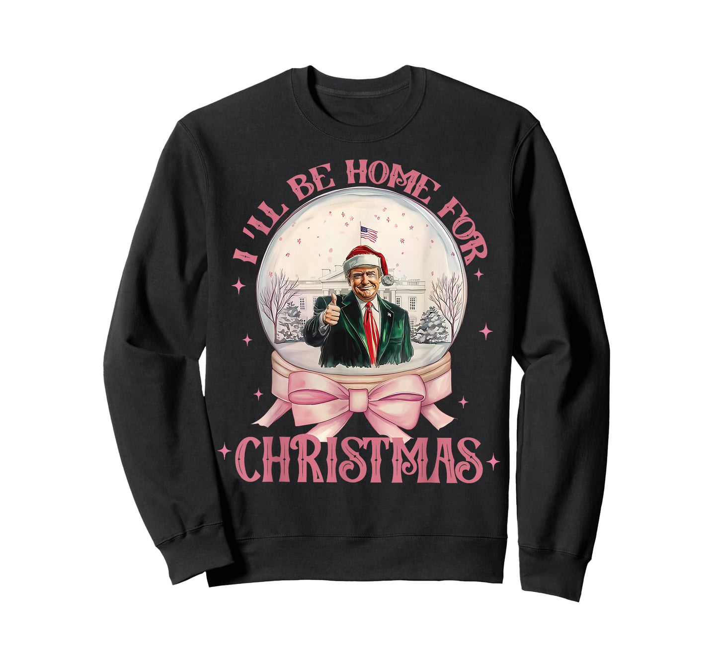 Funny Trump 2025 I'll Be Home Christmas Santa Xmas Pajamas T-Shirt