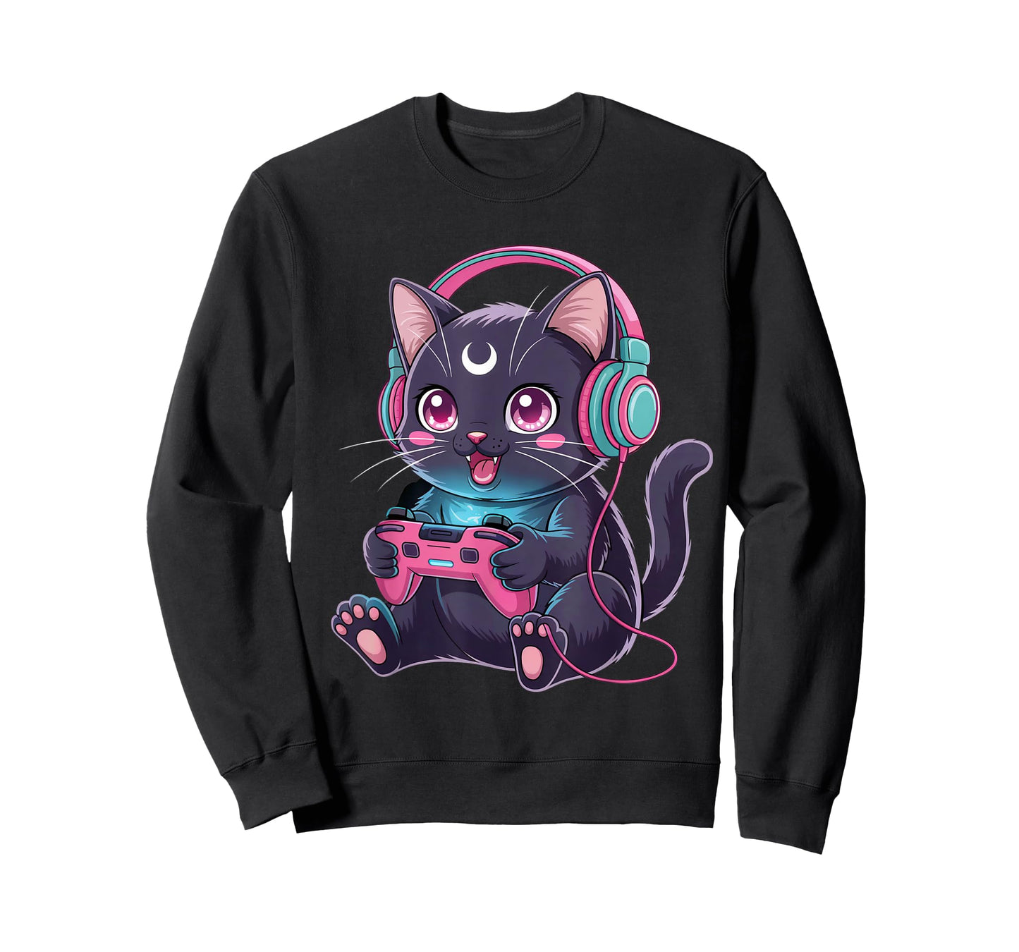 Gamer Black Cat Video Kawaii Goth Girl Clothes Pink Goth T-Shirt