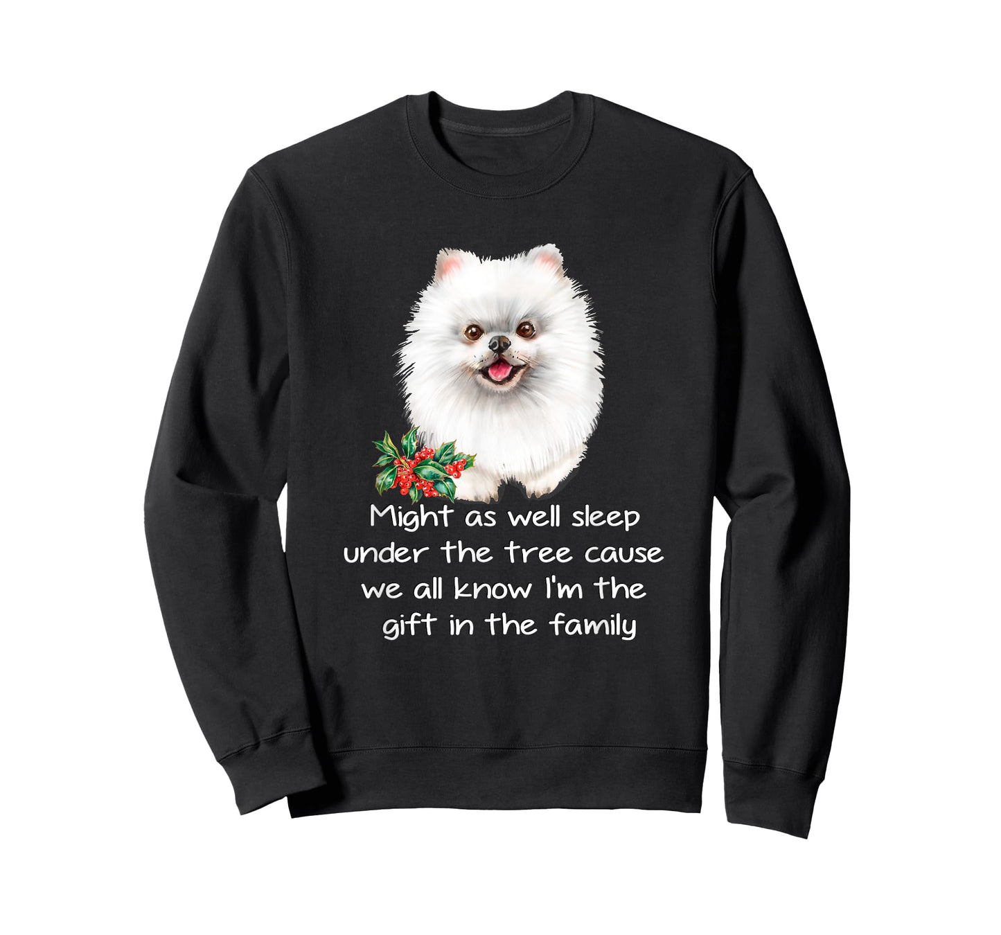 Favorite Family White Pomeranian Puppy Funny Christmas Humor T-Shirt