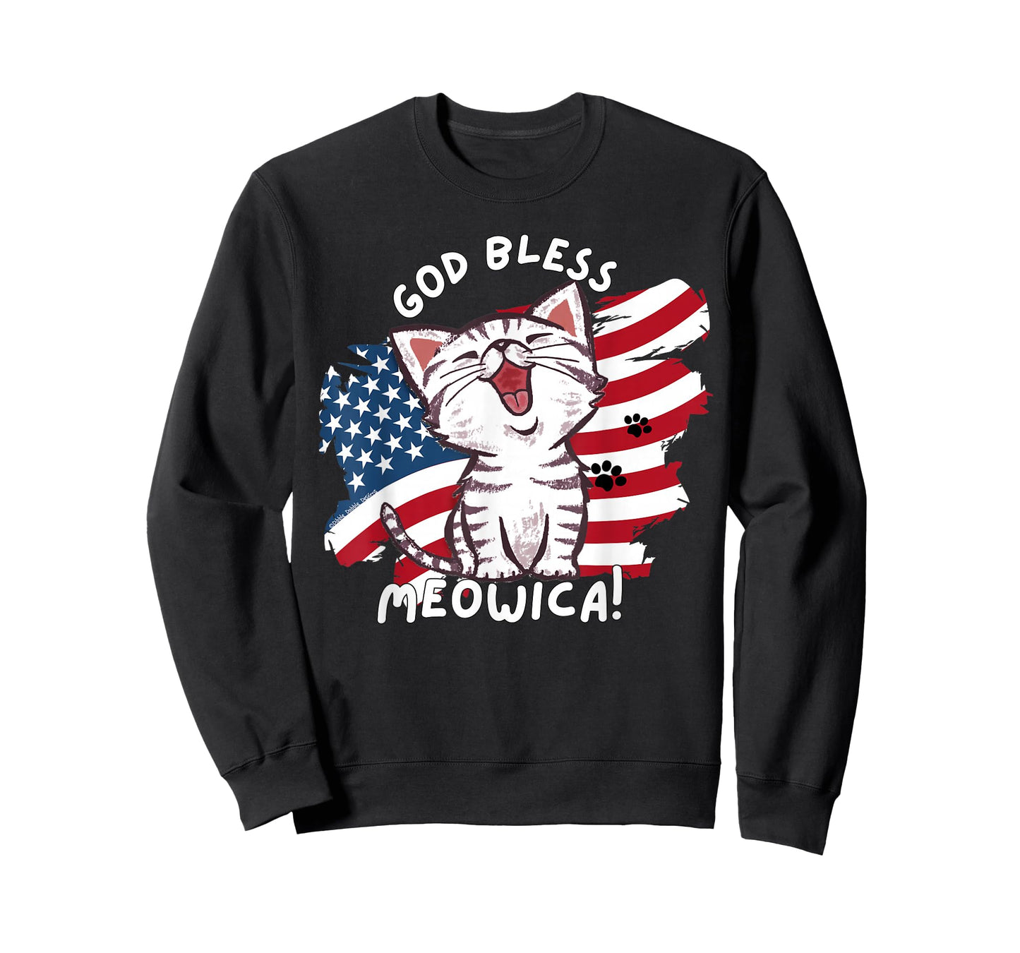 Funny Cat Lovers God Bless Meowica Patriotic 4th of July T-Shirt