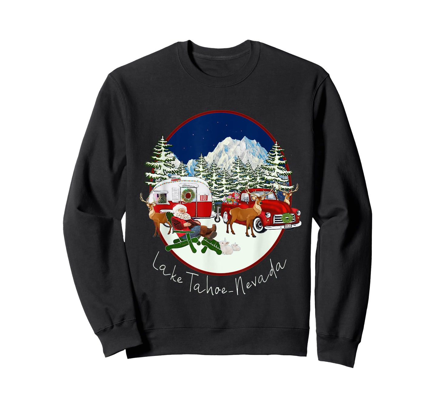 Lake Tahoe Nevada Mountain Santa Christmas Snow Fun Souvenir T-Shirt