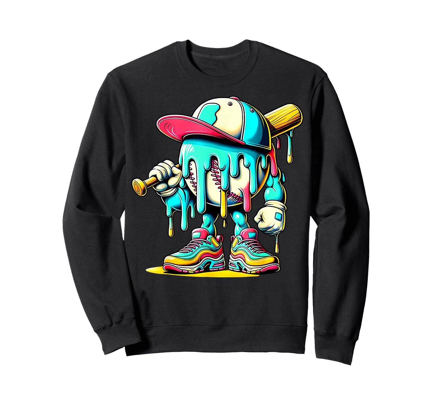 Funny Baseball Drip for Boys Kids Youth Dripping Ice Cream T-Shirt