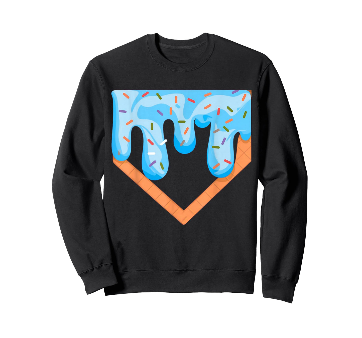 Baseball Ice Cream Dripping Baseball Home Plate Drip Funny T-Shirt