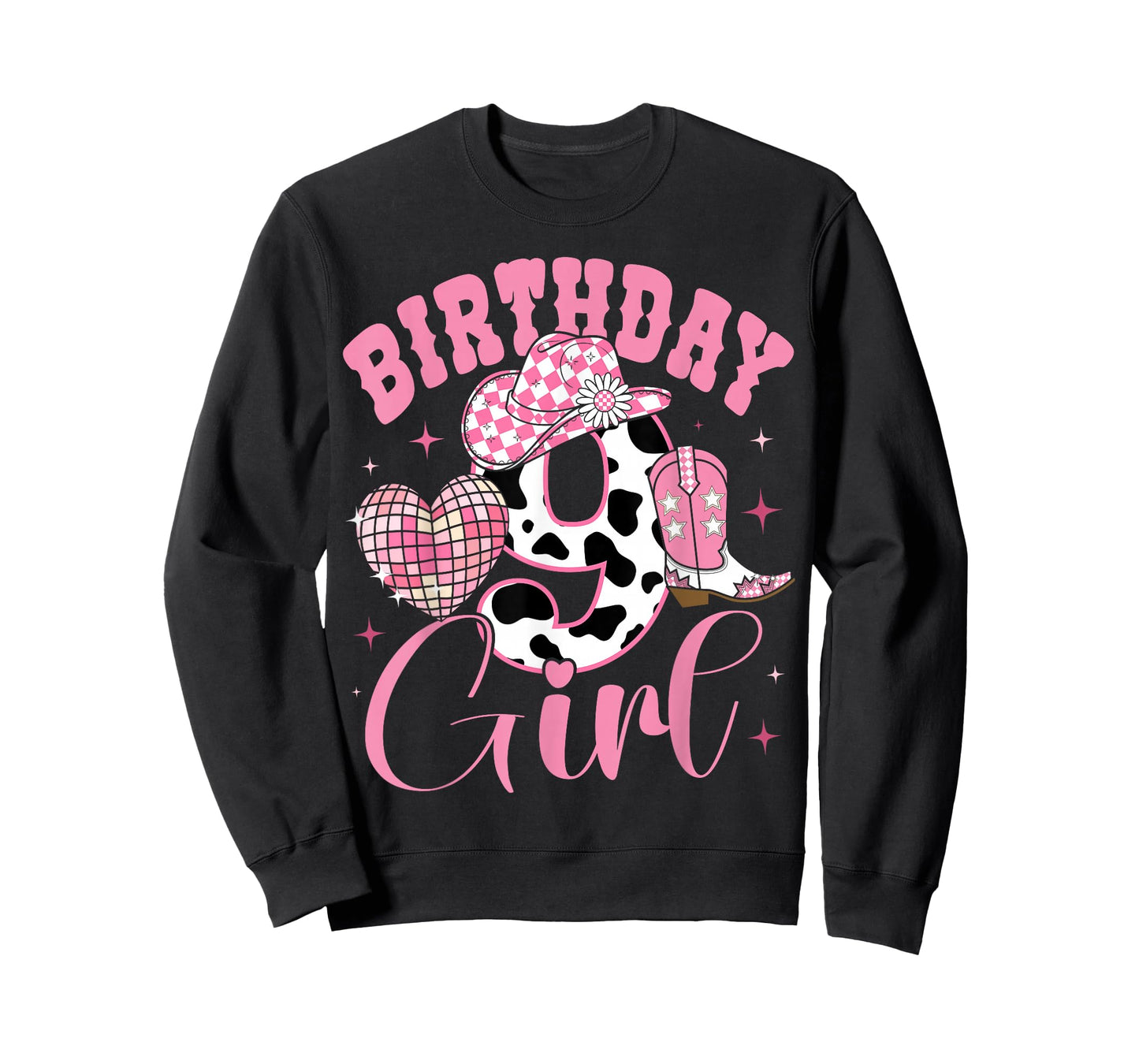 Happy 9th Birthday Girl Outfit Rodeo Western Cowgirl Cowboy T-Shirt