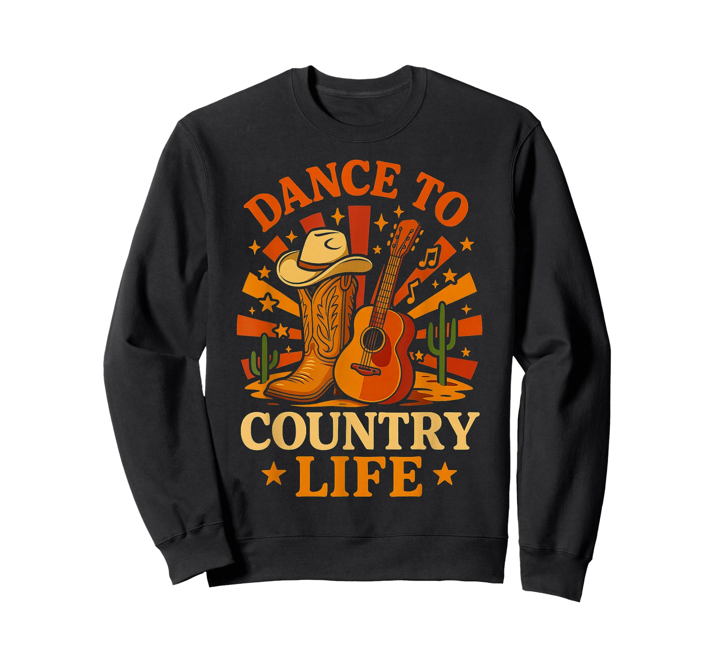 Dance to Country Life Retro Cowboy Boots Guitar Men Women T-Shirt