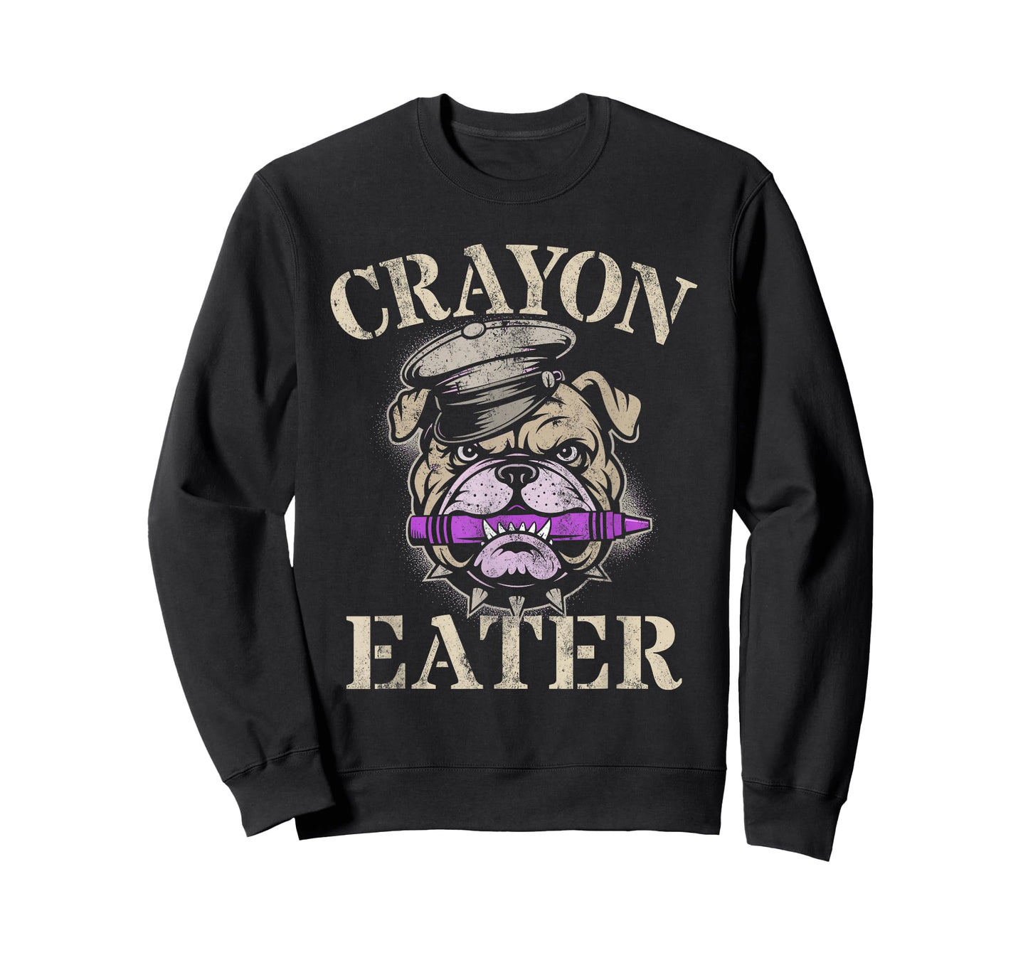 Funny Crayon Eater Bulldog Veterans Team Military Grunt Gag T-Shirt