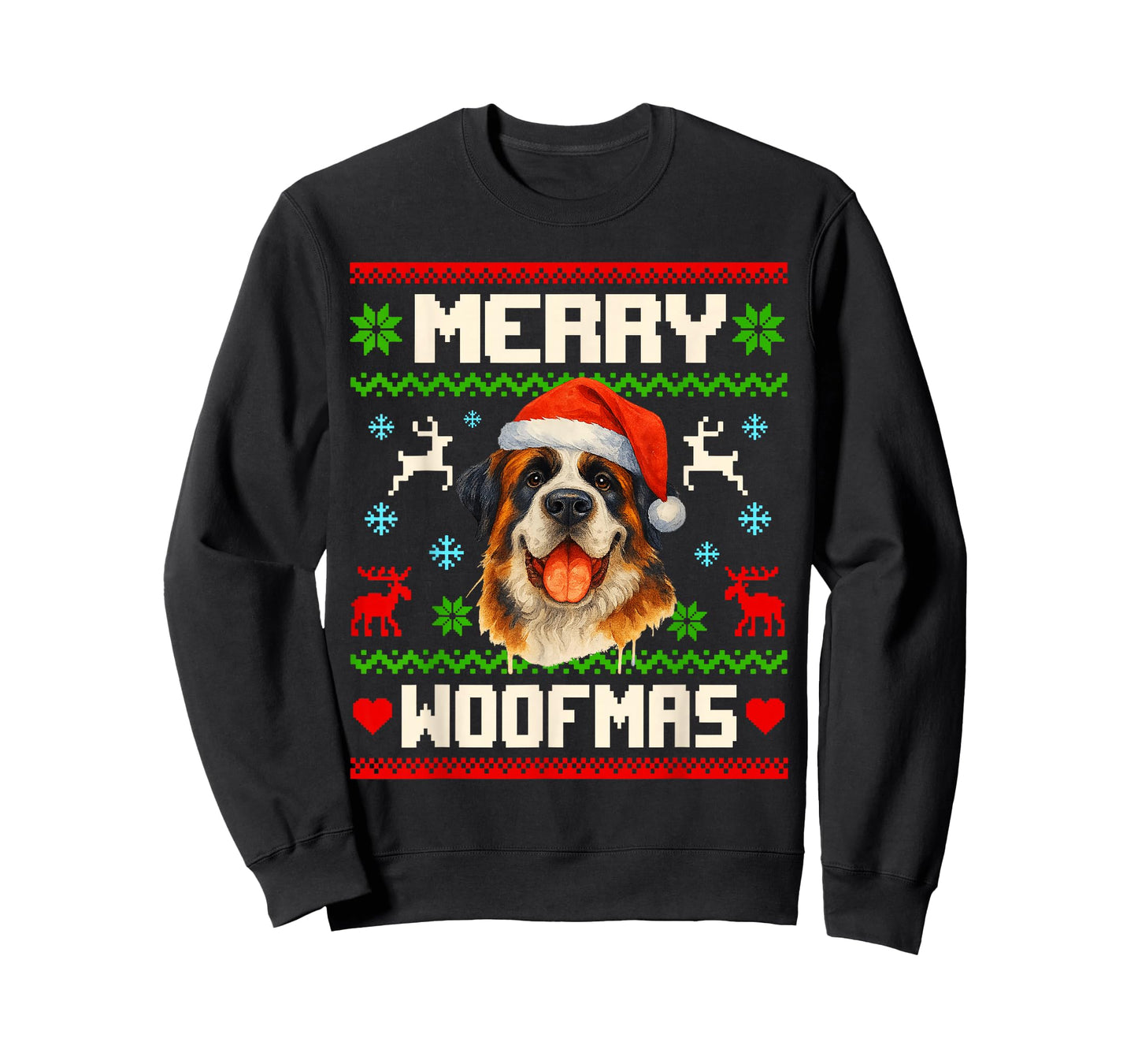 Saint Bernard Dog Christmas Ugly Sweater Pet Dog Lover Xmas T-Shirt