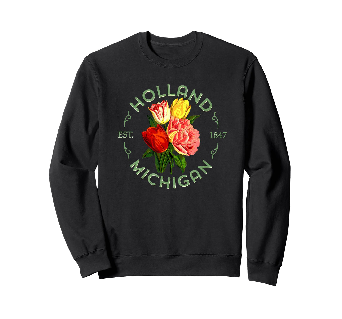 Holland Michigan Botanical Tulip Floral Women Girls Gardener T-Shirt