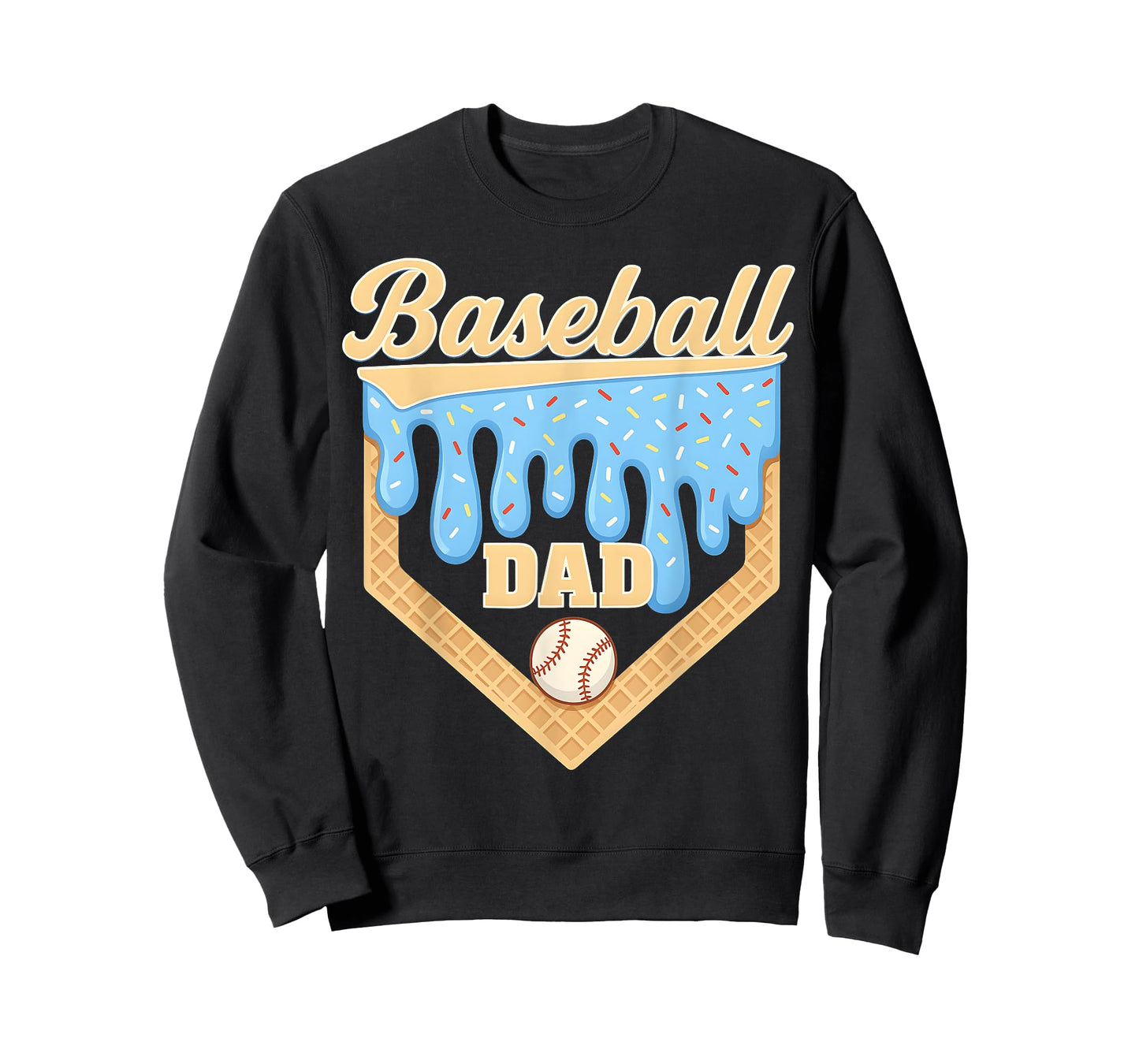 Baseball Dad Ice Cream Drip Home Plate Cool Fathers Day T-Shirt