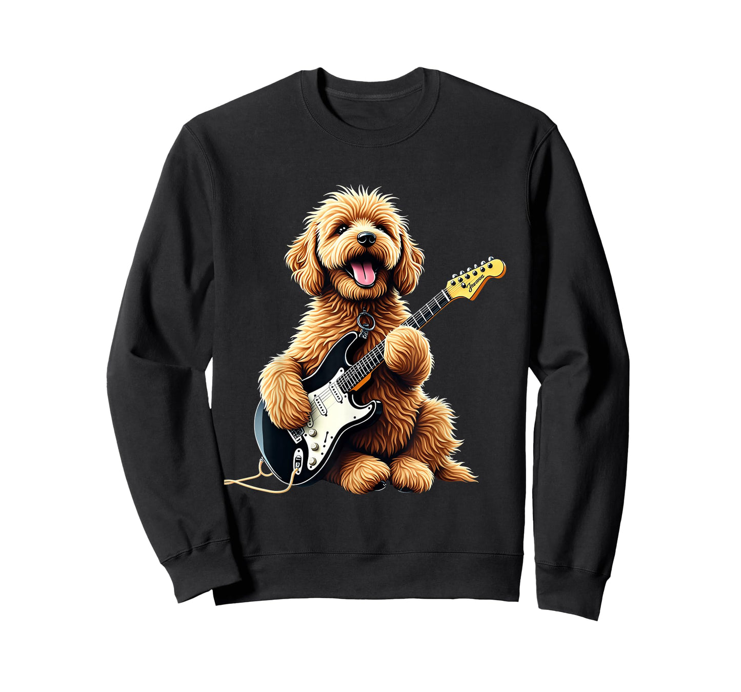 Funny Goldendoodle Dog Playing Electric Guitar Music Lover T-Shirt