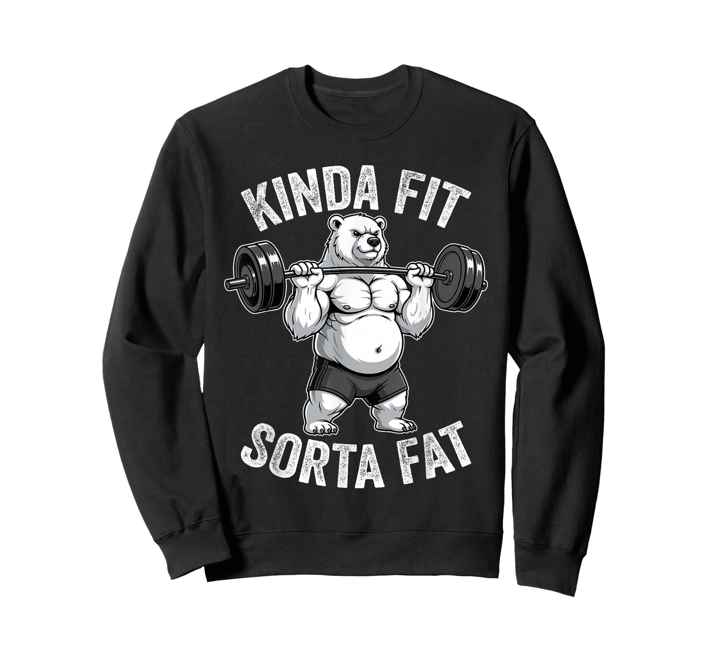 Kinda Fit Sorta Fat Polar Bear Gym Weightlifting Workout T-Shirt