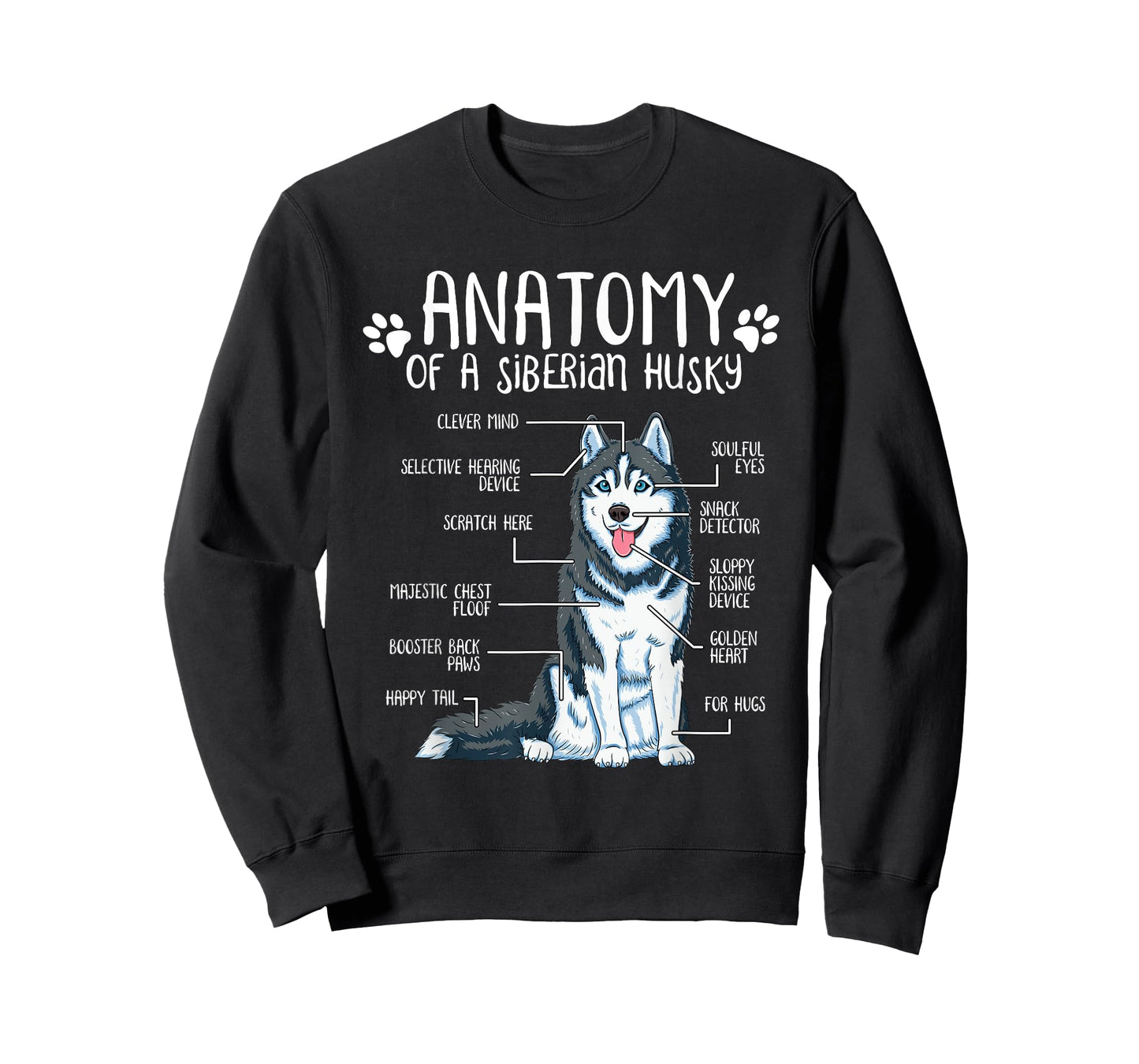 Funny Anatomy Siberian Husky Dog Lover T-Shirt for Men Women Girls Kids