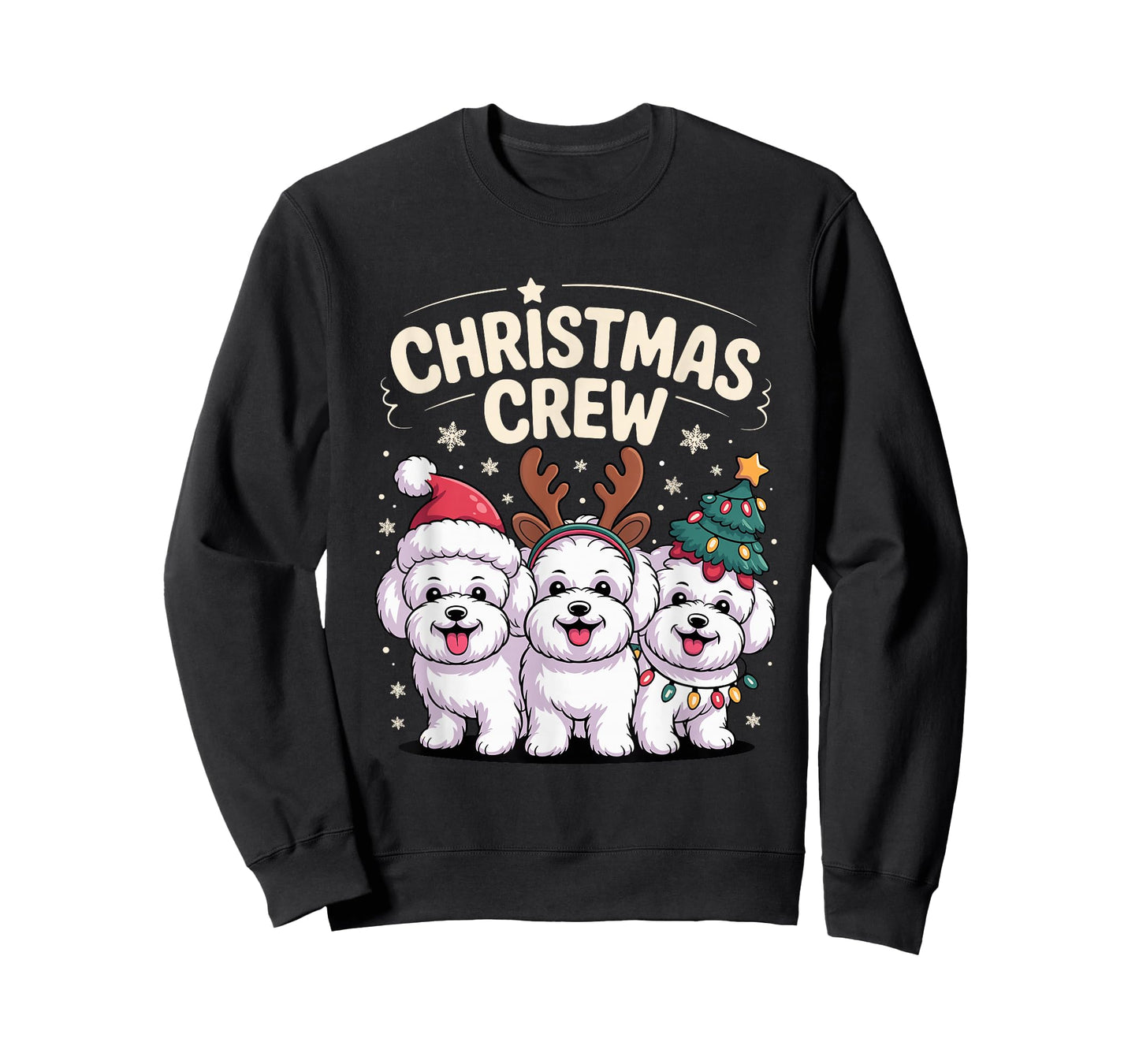 Christmas Crew Xmas Puppy Dog Funny Christmas Bichon Frise T-Shirt