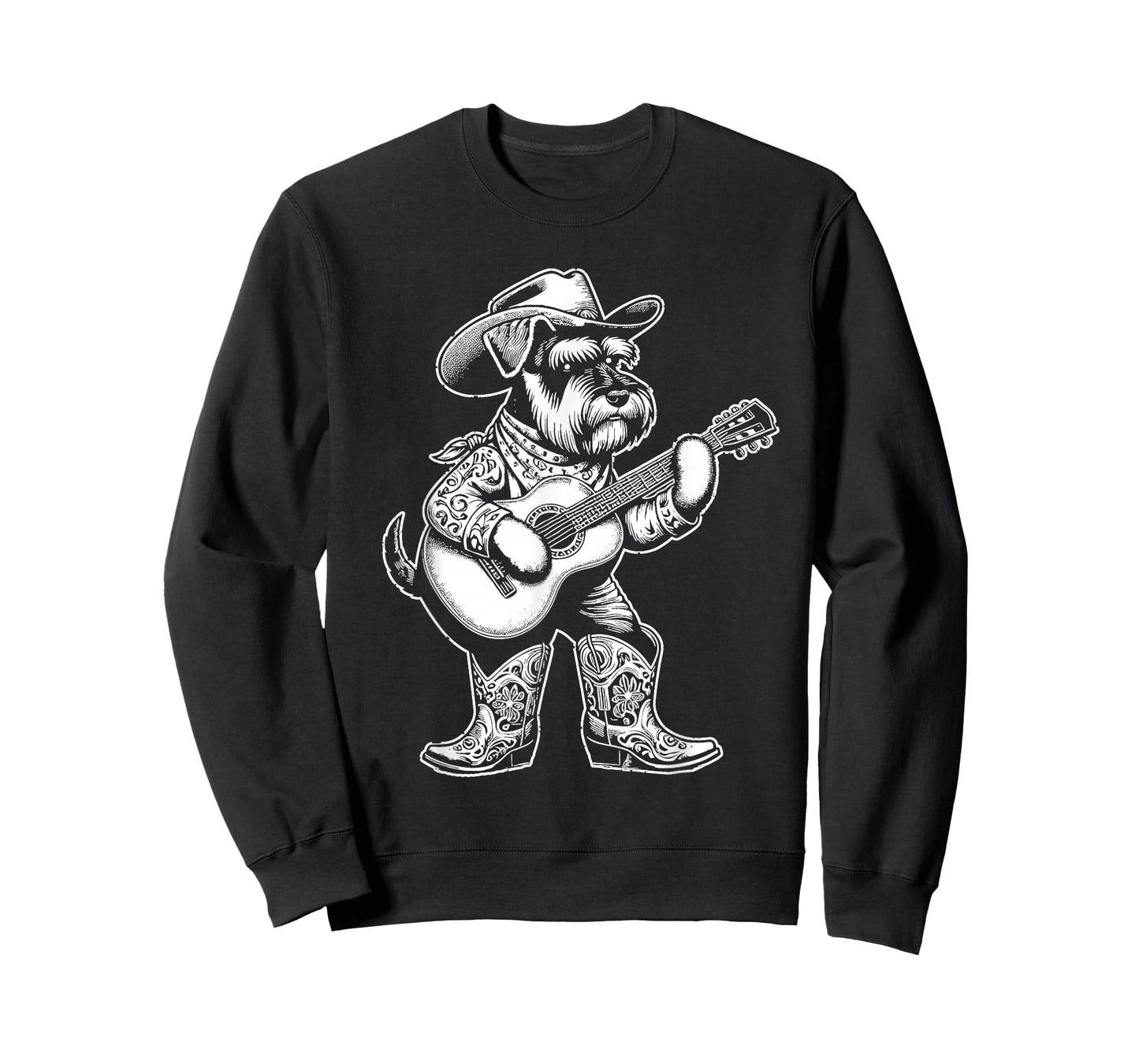 Schnauzer Dog Cowboy Guitar Musician Western Country Music T-Shirt
