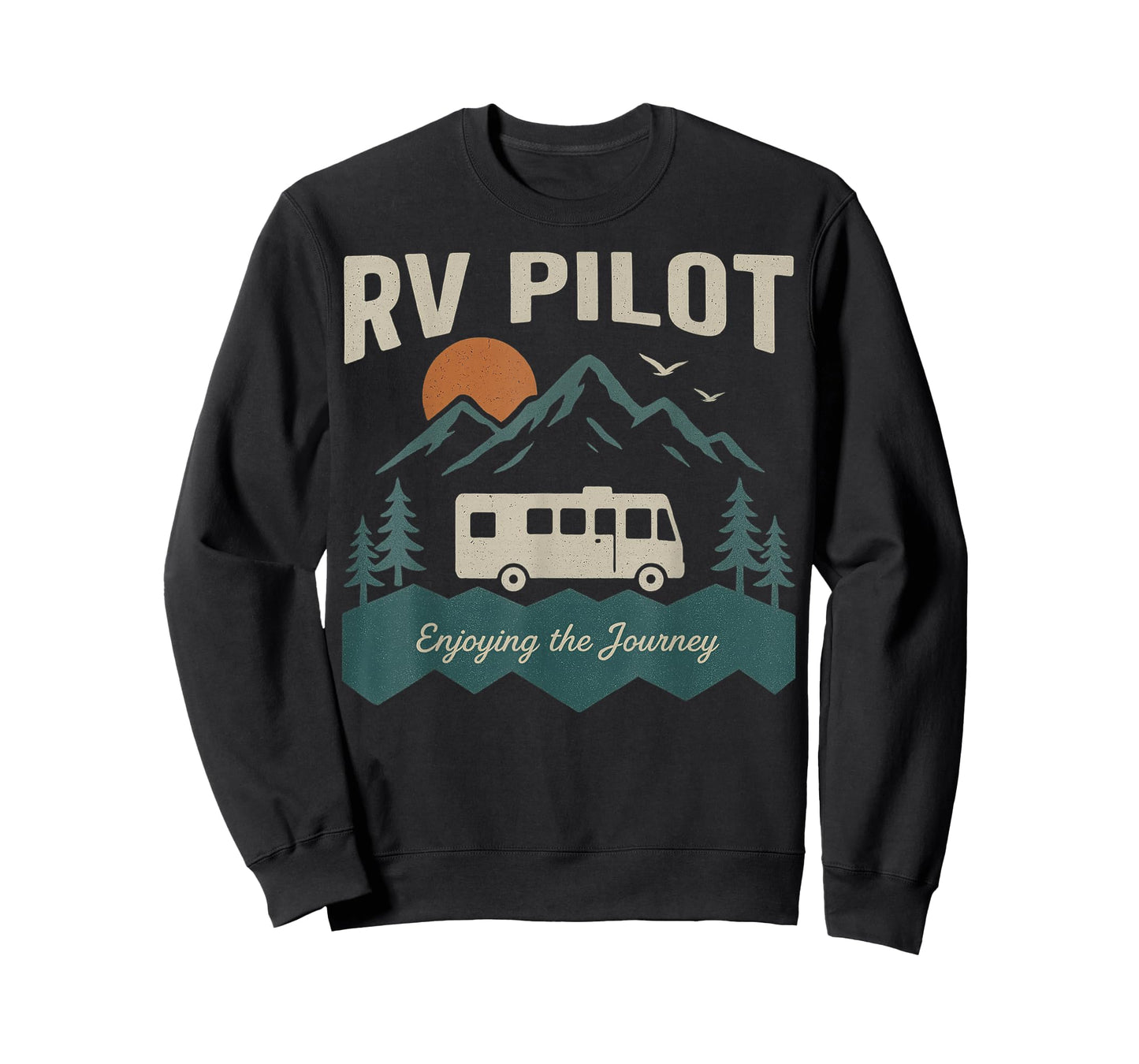 RV Pilot Camping Retro Motorhome Travel Vacation Camper Crew T-Shirt