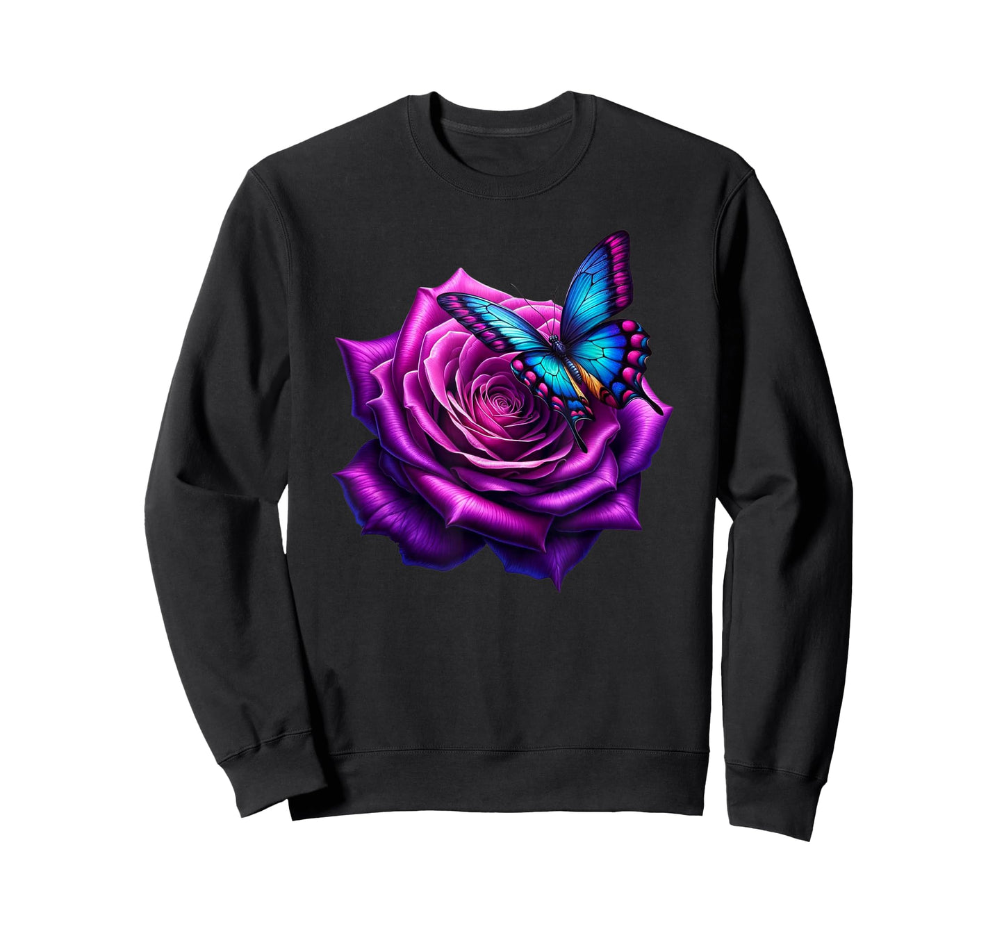 Butterfly On A Purple Colored Rose Flower Butterfly Lover T-Shirt
