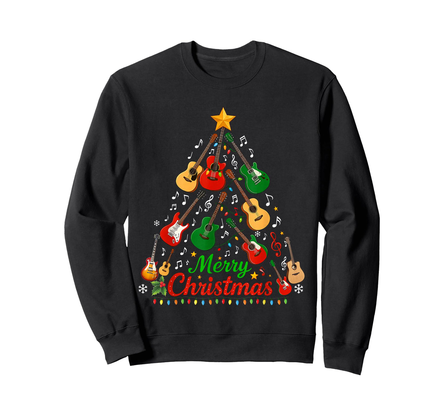 Merry Christmas Guitar Tree Funny Guitarist Christmas 2025 T-Shirt
