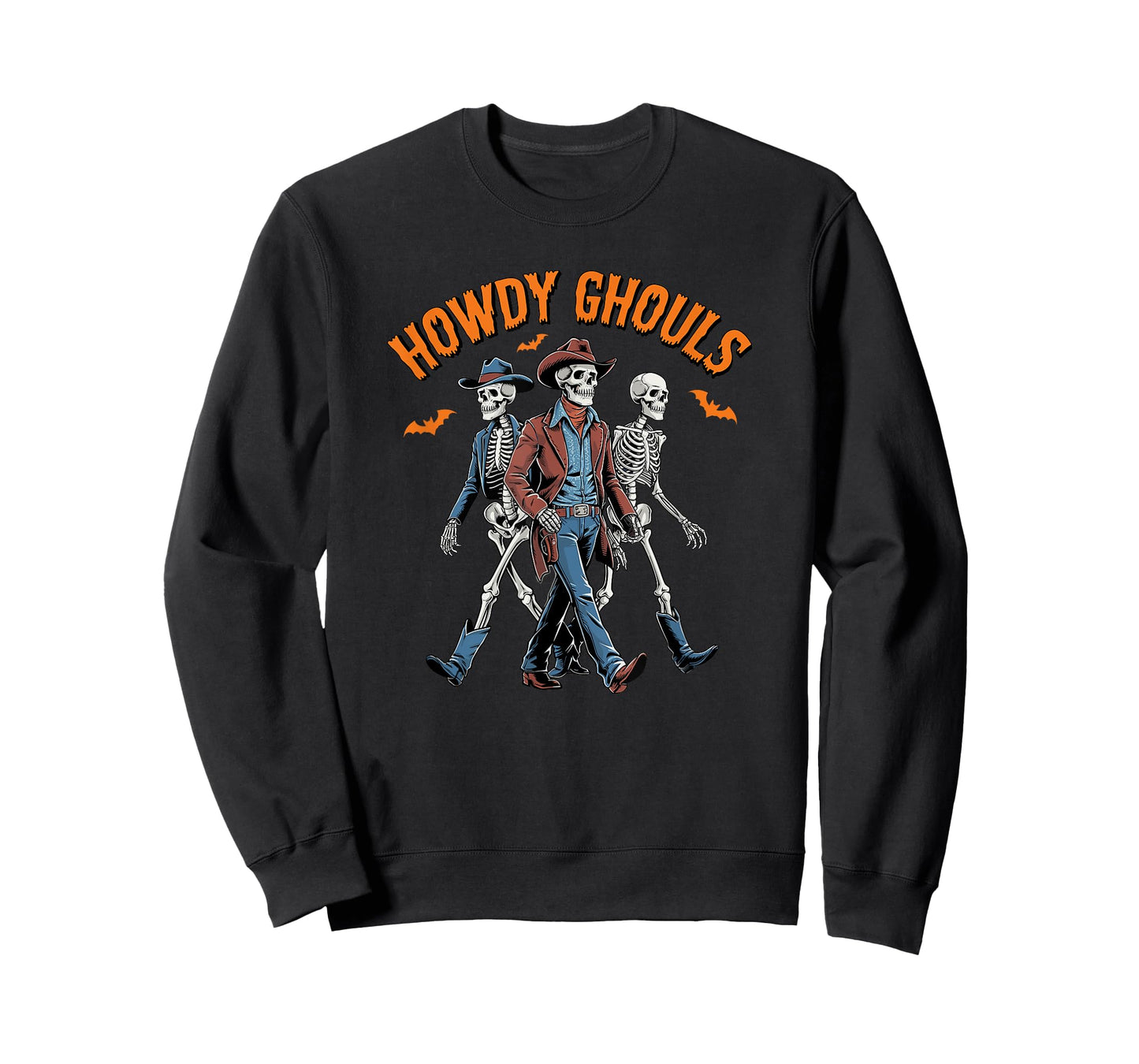 Retro Howdy Ghouls Skeleton Cowboy Western Rodeo Halloween T-Shirt