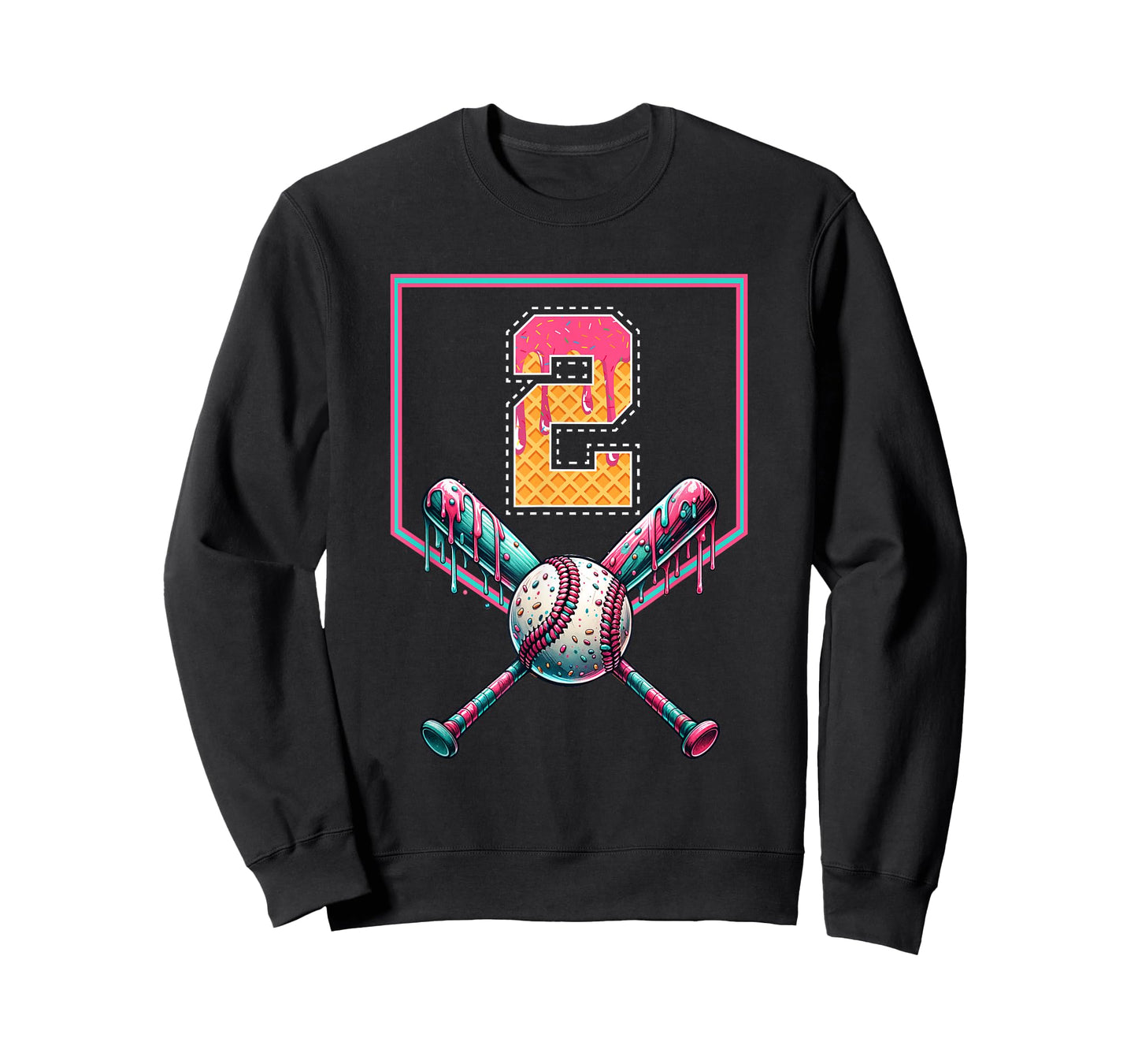 Baseball Drip Number 2 Player Or 2nd Birthday Drip Style T-Shirt