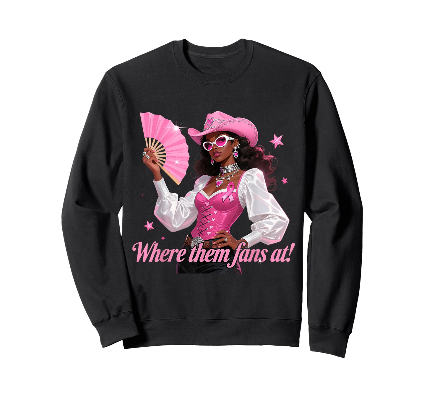 Pink Cowgirl Fan Funny Breast Cancer Support Look T-Shirt