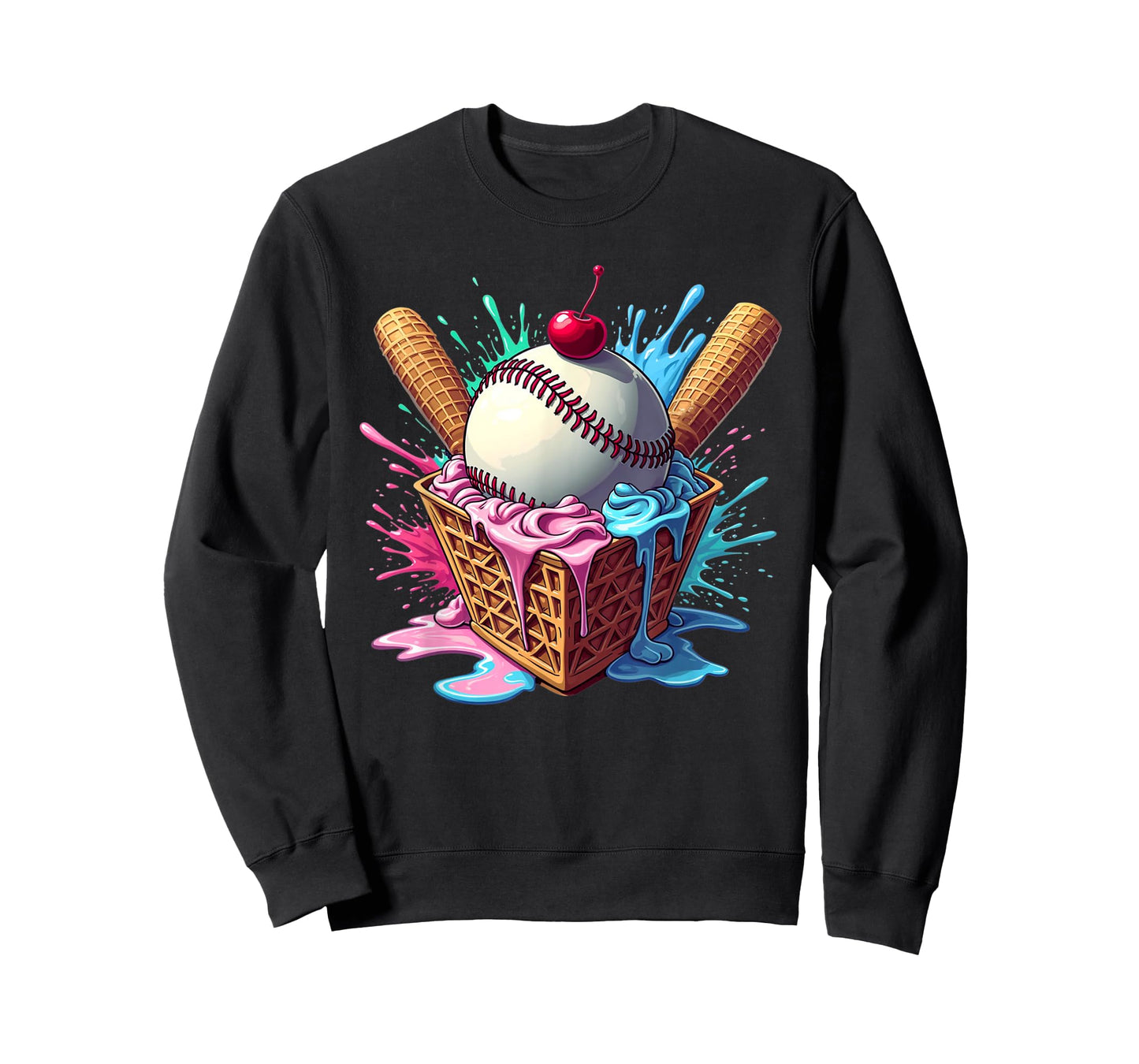 Baseball Home Plate Ice Cream Drip Fun Sports Lover T-Shirt