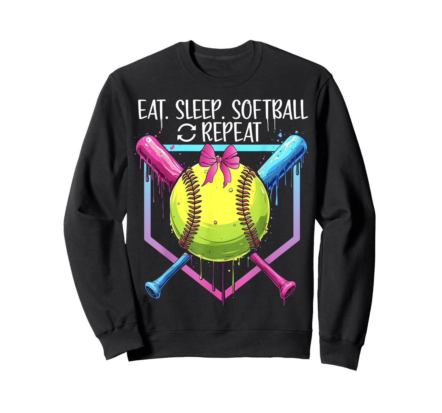 Softball Drip Eat Sleep Softball Repeat Girls Youth Game day T-Shirt