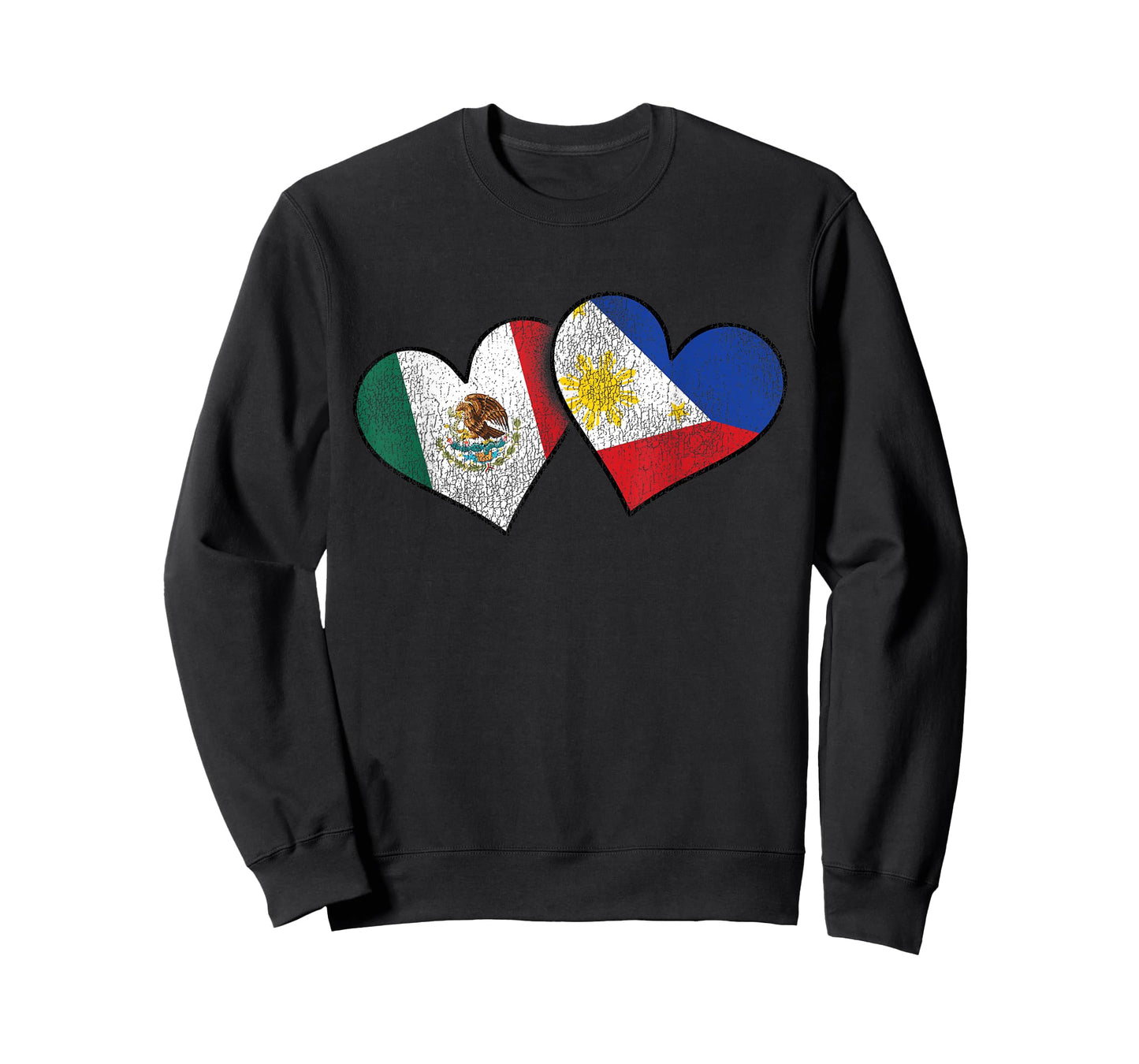 Mexican Filipino Love Mexico Philippines Flag Hearts T-Shirt