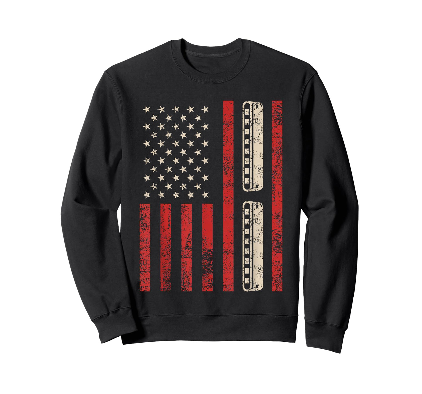 Harmonica Vintage American Flag Patriotic Harmonica Player T-Shirt for Women Girls Kids Men