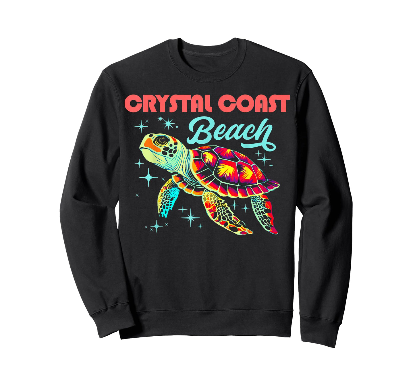 Crystal Coast Beach NC Artistic Sea Turtle Retro T-Shirt for Men Women Kids
