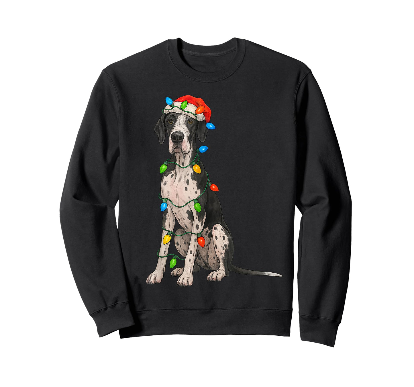 Great Dane Christmas Lights Dog Lover Xmas Pajama T-Shirt