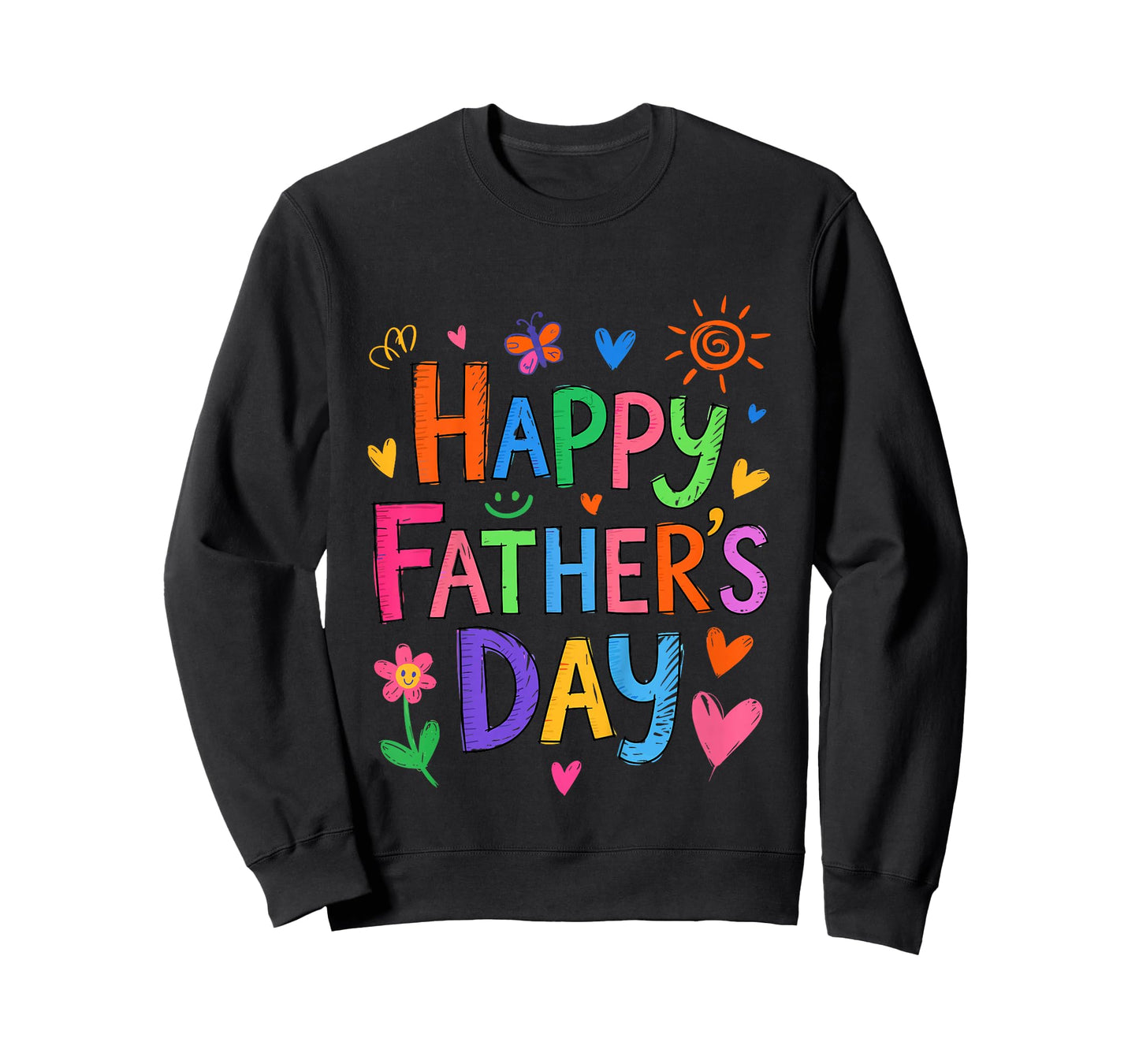 Kids Happy Father's Day Funny Daughter Girl Boy Kid Hand Drawn T-Shirt