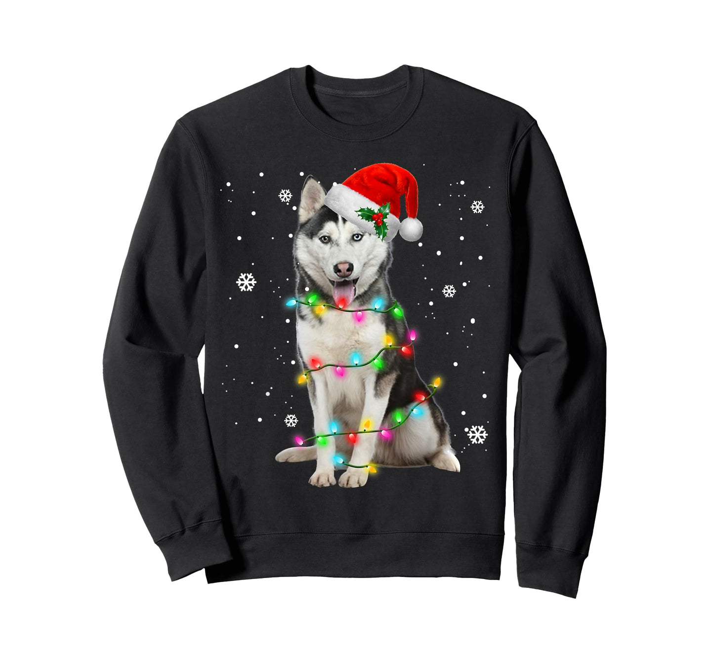 Husky Dog Santa Hat Christmas Tree Xmas Gifts For Dogs Lover T-Shirt for Men Women Kids