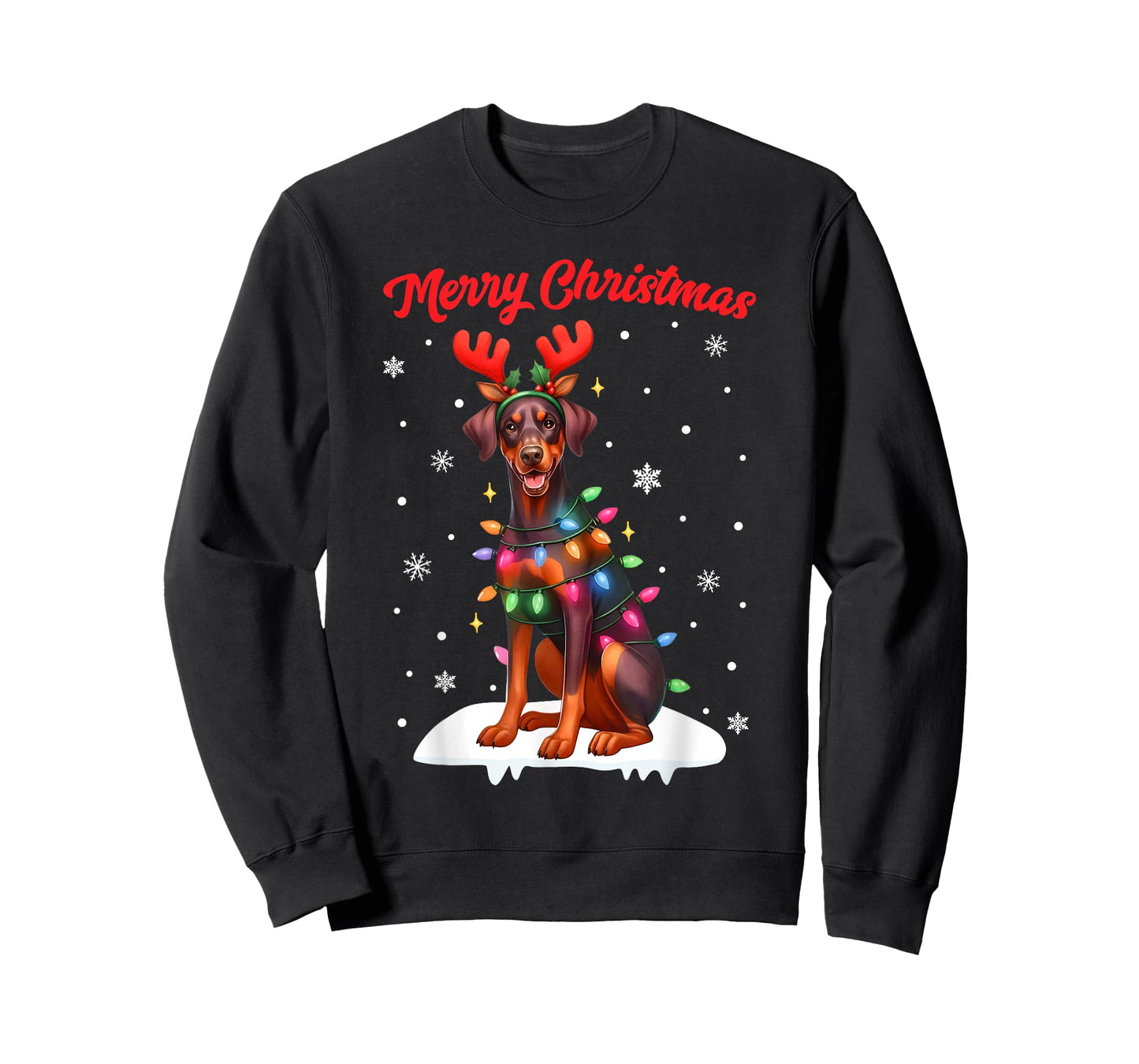 Christmas Pajamas Men Women Kids Doberman Pinscher Dog T-Shirt