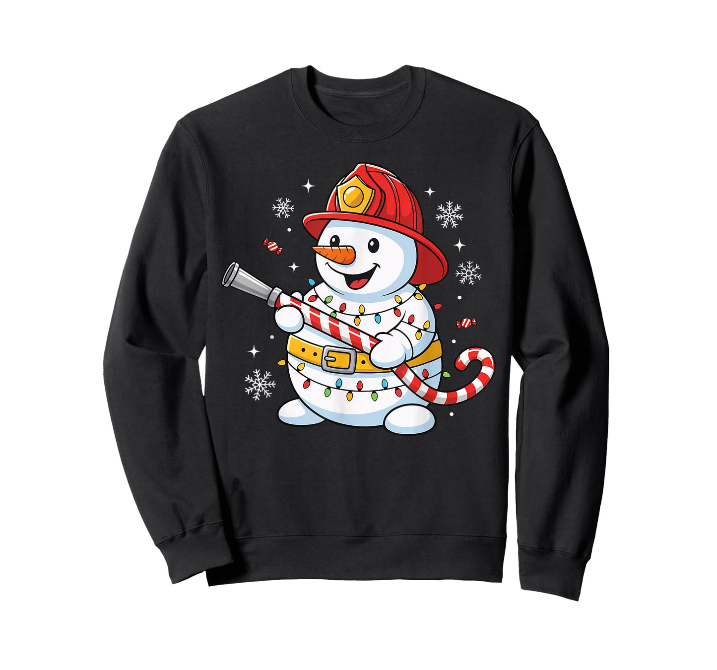 Funny Firefighter Snowman Christmas Fire Dept Men Women Kids T-Shirt