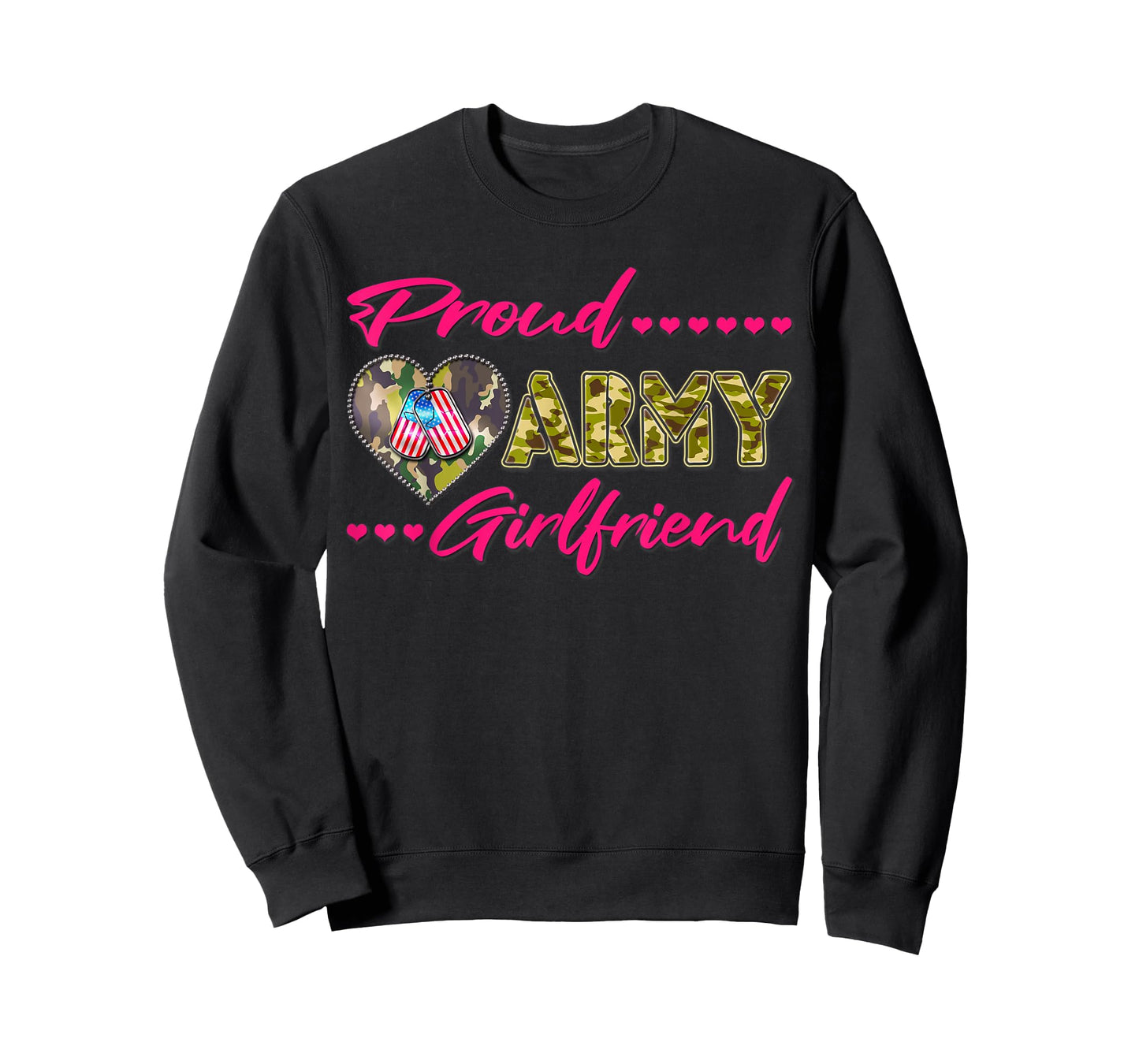 Proud Army Girlfriend - US Flag Dog Tags Military Lover Gift T-Shirt
