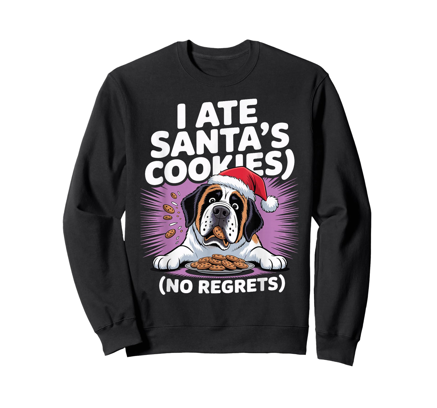 I Ate Santas Cookies Xmas Puppy Funny Christmas St Bernard T-Shirt